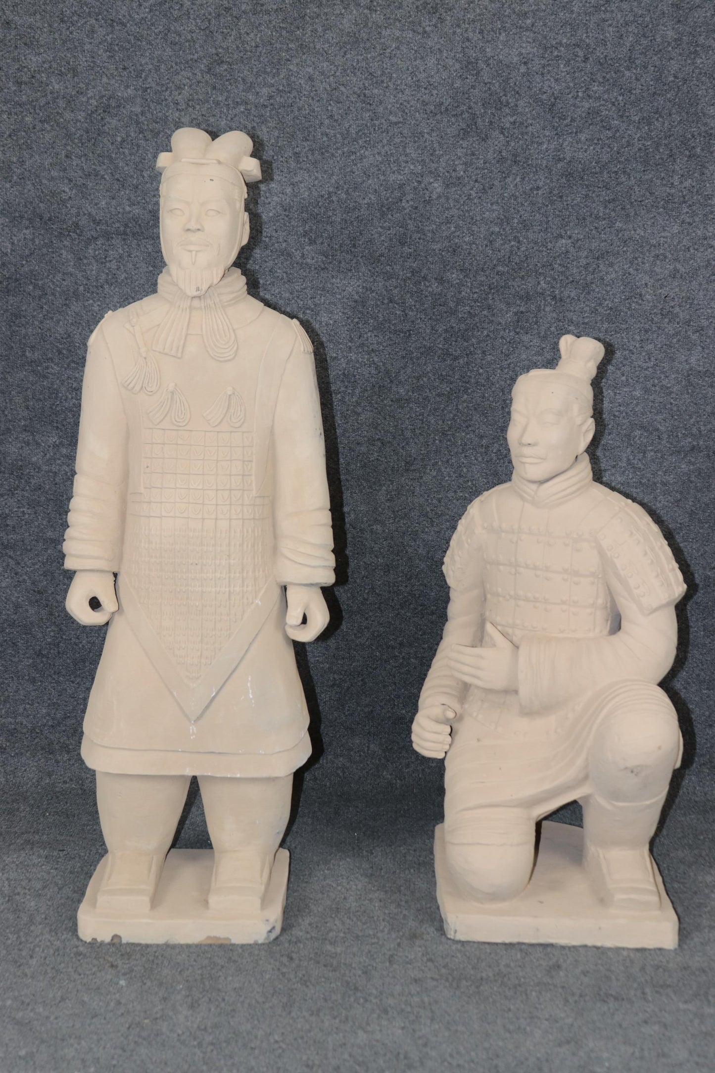 Pair of Terra Cotta Chinese Warrior Sculptures Qin Shi Replicas