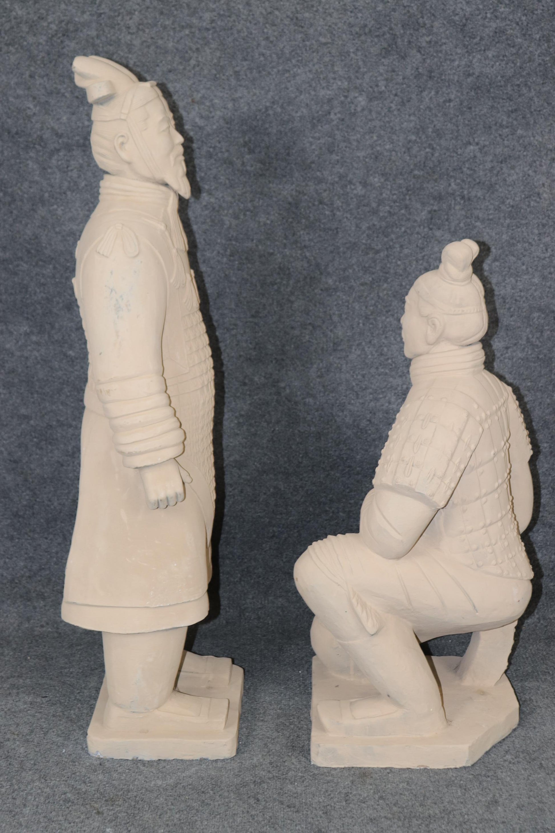 Pair of Terra Cotta Chinese Warrior Sculptures Qin Shi Replicas