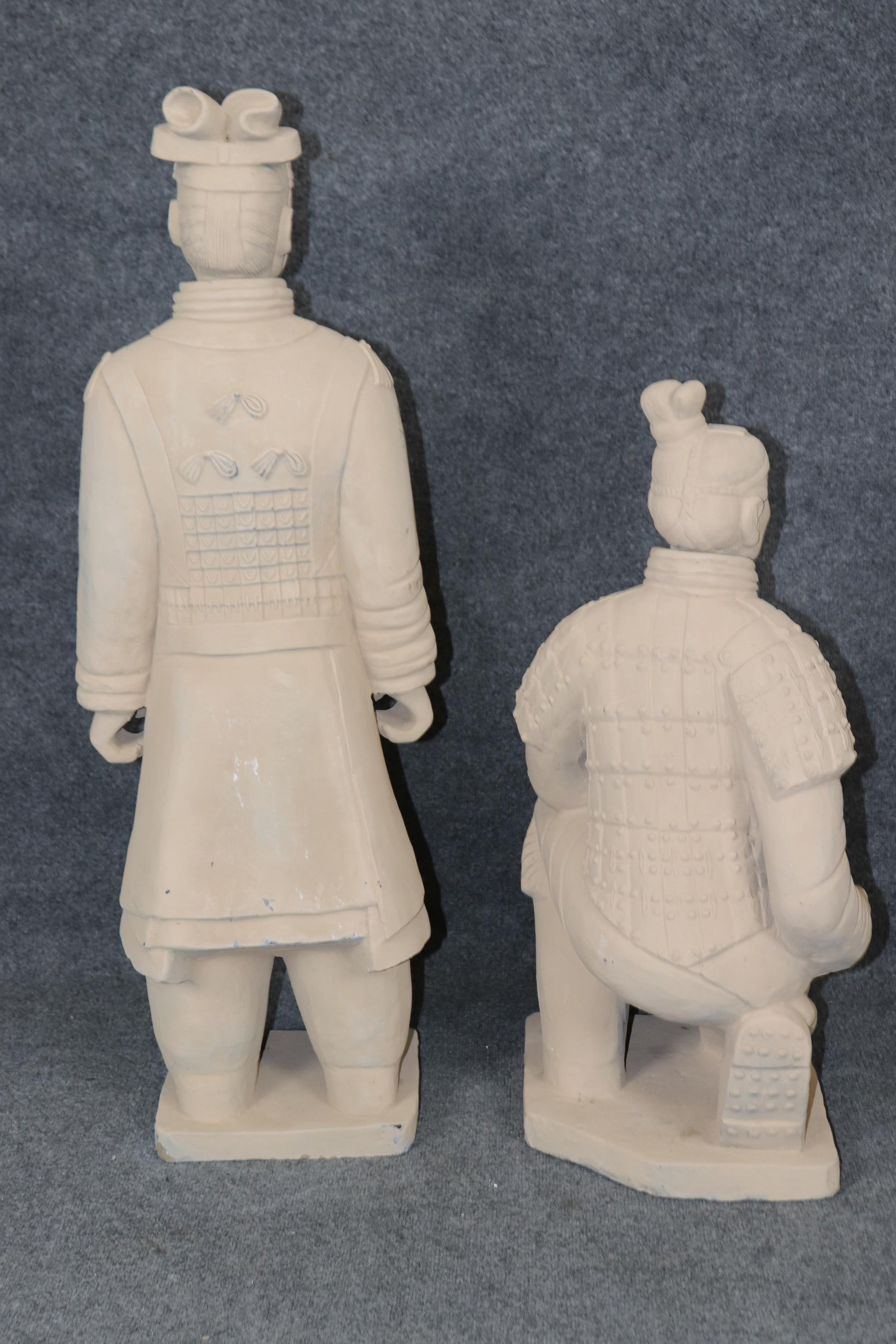 Pair of Terra Cotta Chinese Warrior Sculptures Qin Shi Replicas