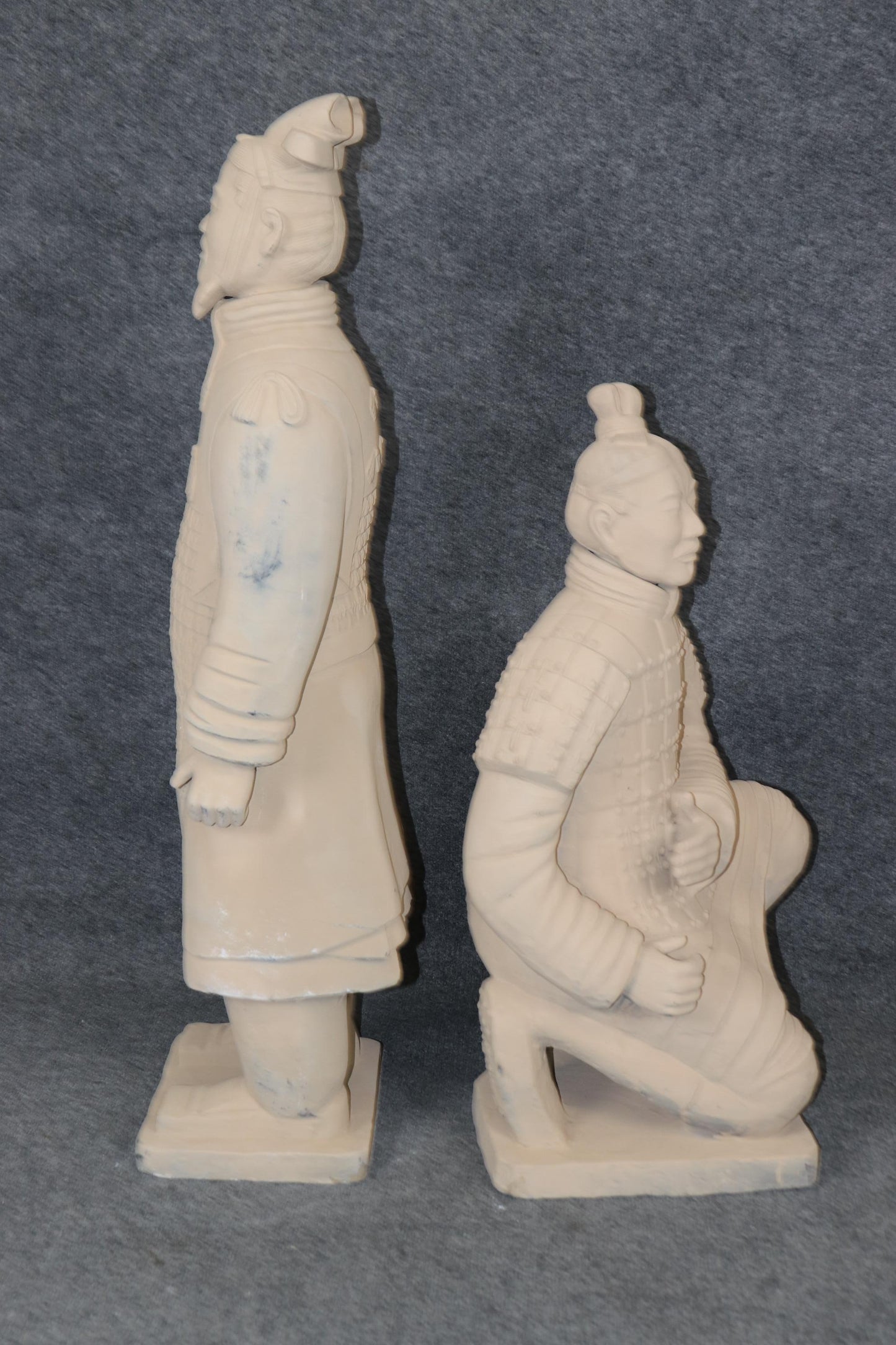 Pair of Terra Cotta Chinese Warrior Sculptures Qin Shi Replicas