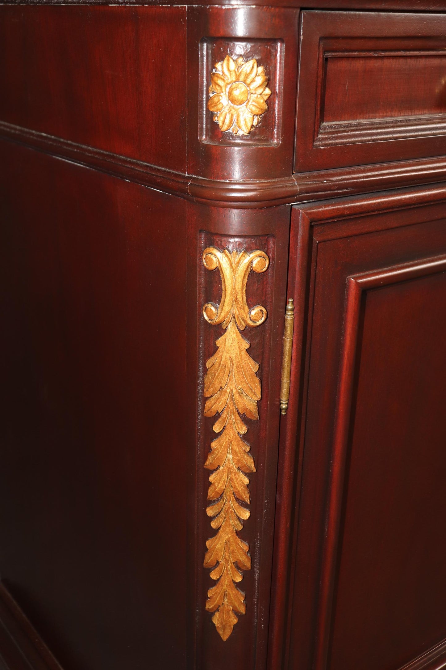 Custom-Made Mahogany Carved French Directoire Style Gilded Sideboard Buffet