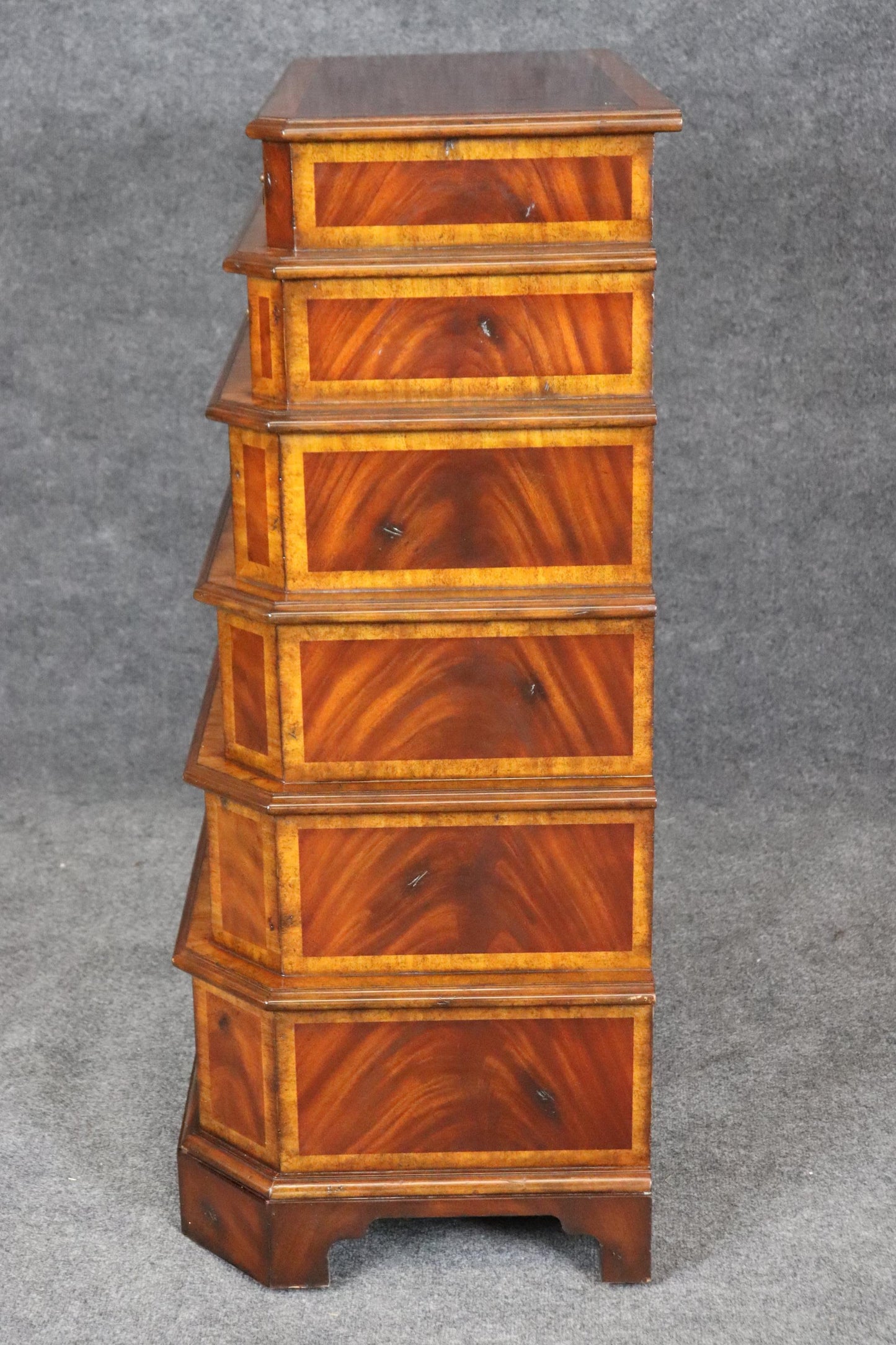 Fantastic George III Style Stacked Banded Mahogany Tall Dresser