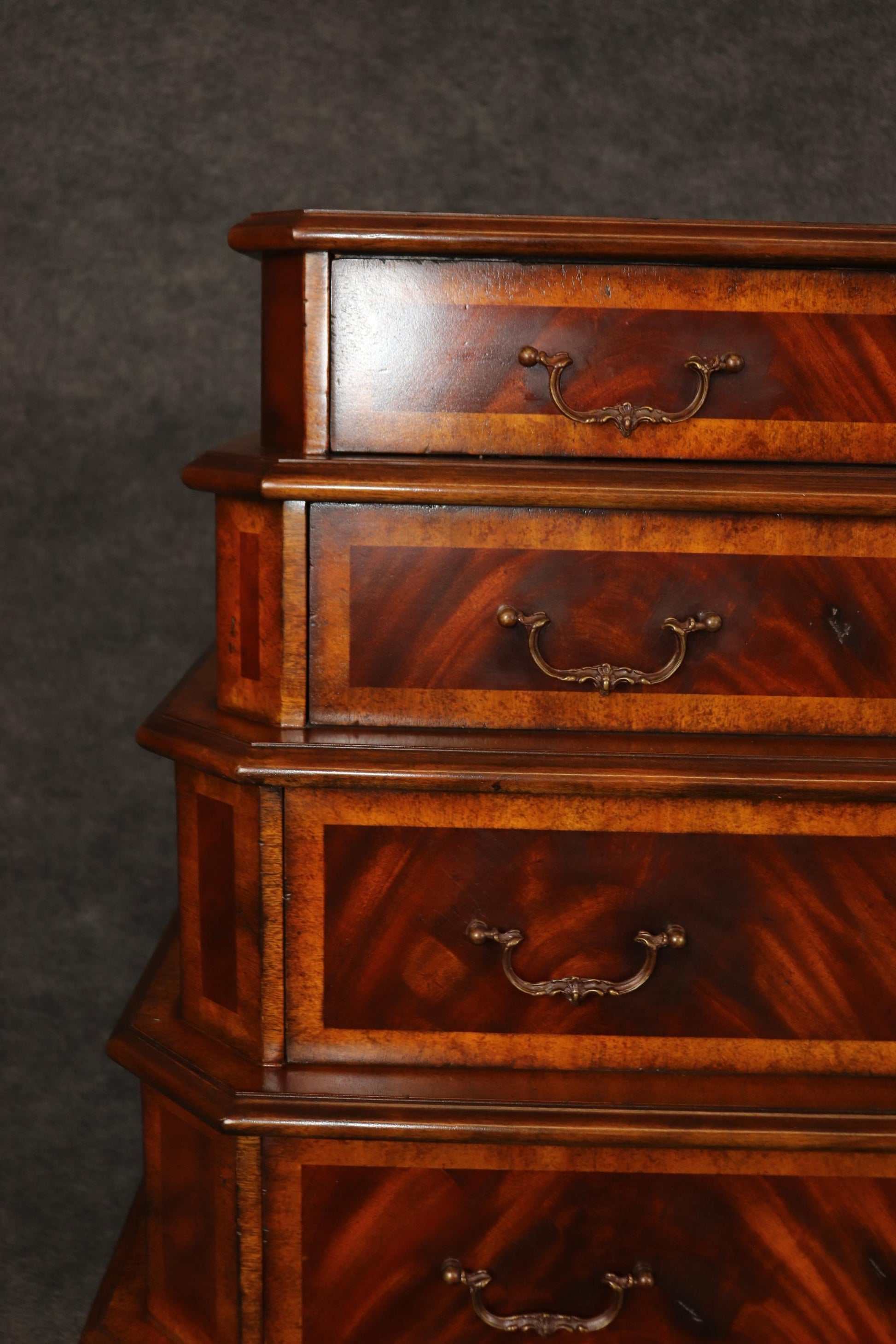 Fantastic George III Style Stacked Banded Mahogany Tall Dresser