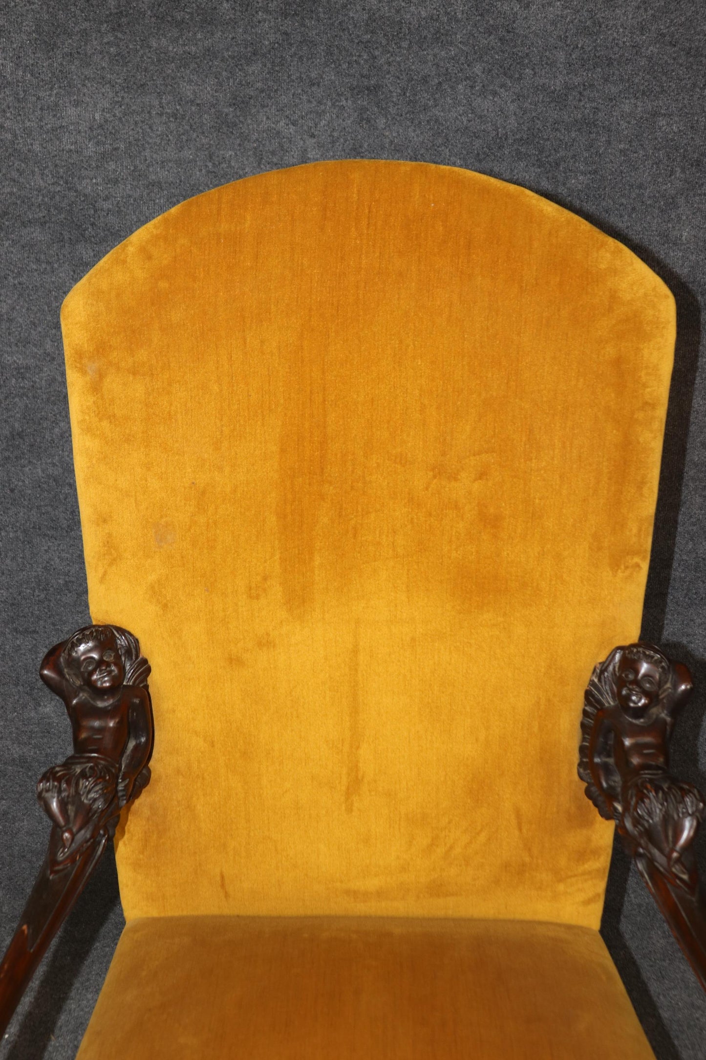 Antique 1920s era Figural Carved Mahogany Throne Chair Manner Andrea Brustolon