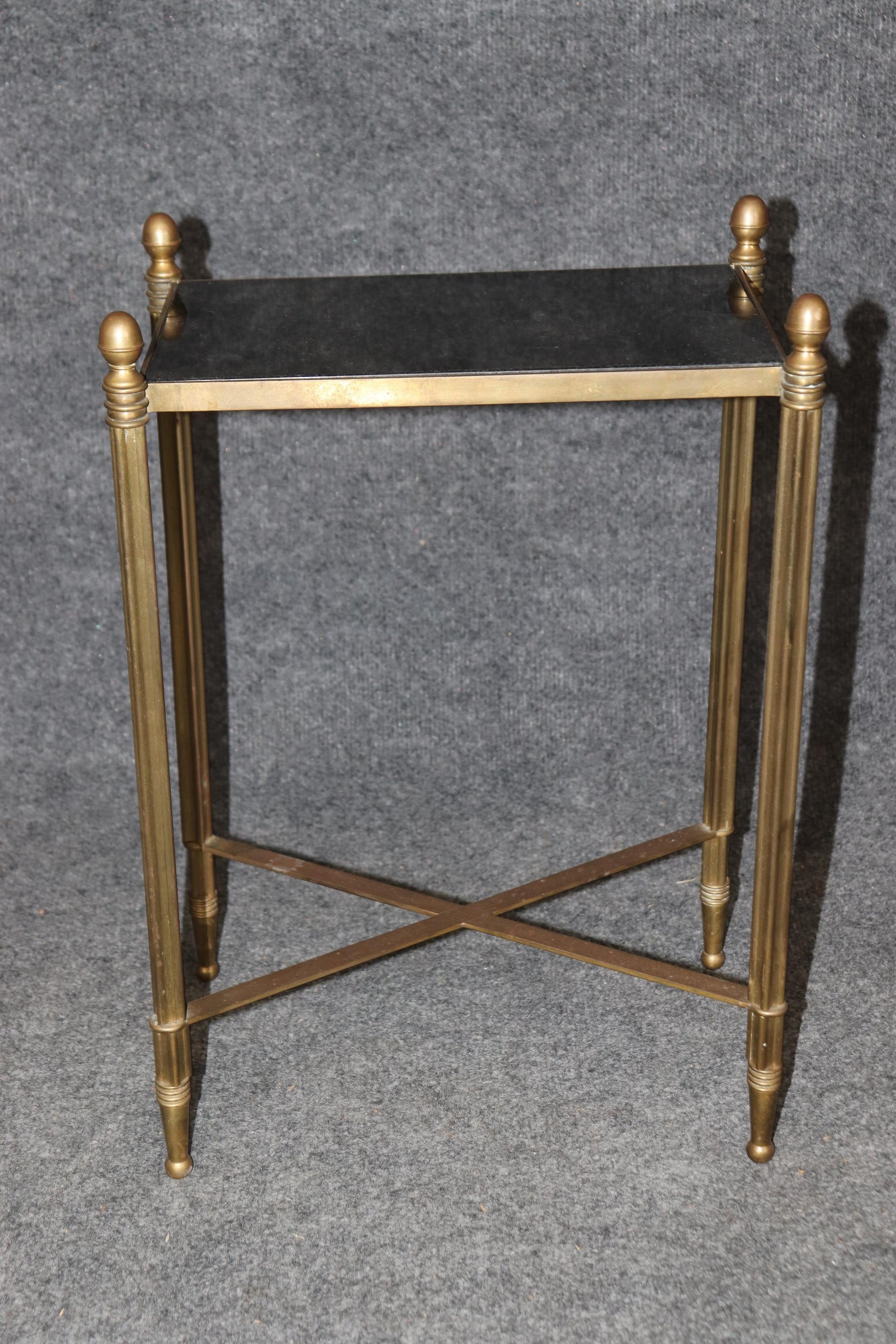 Petite Louis XVI Style Directoire Brass and Granite Top Occasional Accent Table