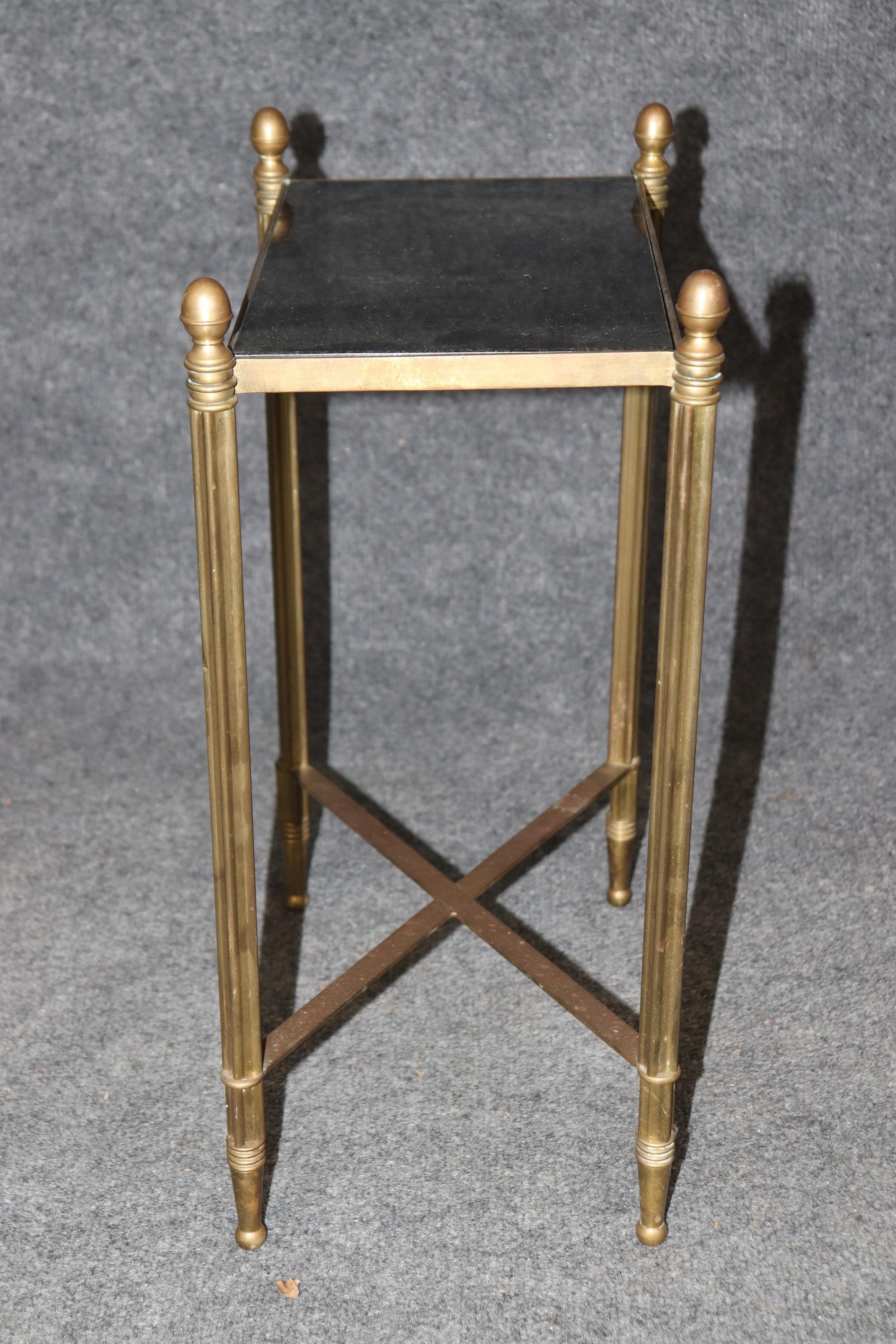 Petite Louis XVI Style Directoire Brass and Granite Top Occasional Accent Table