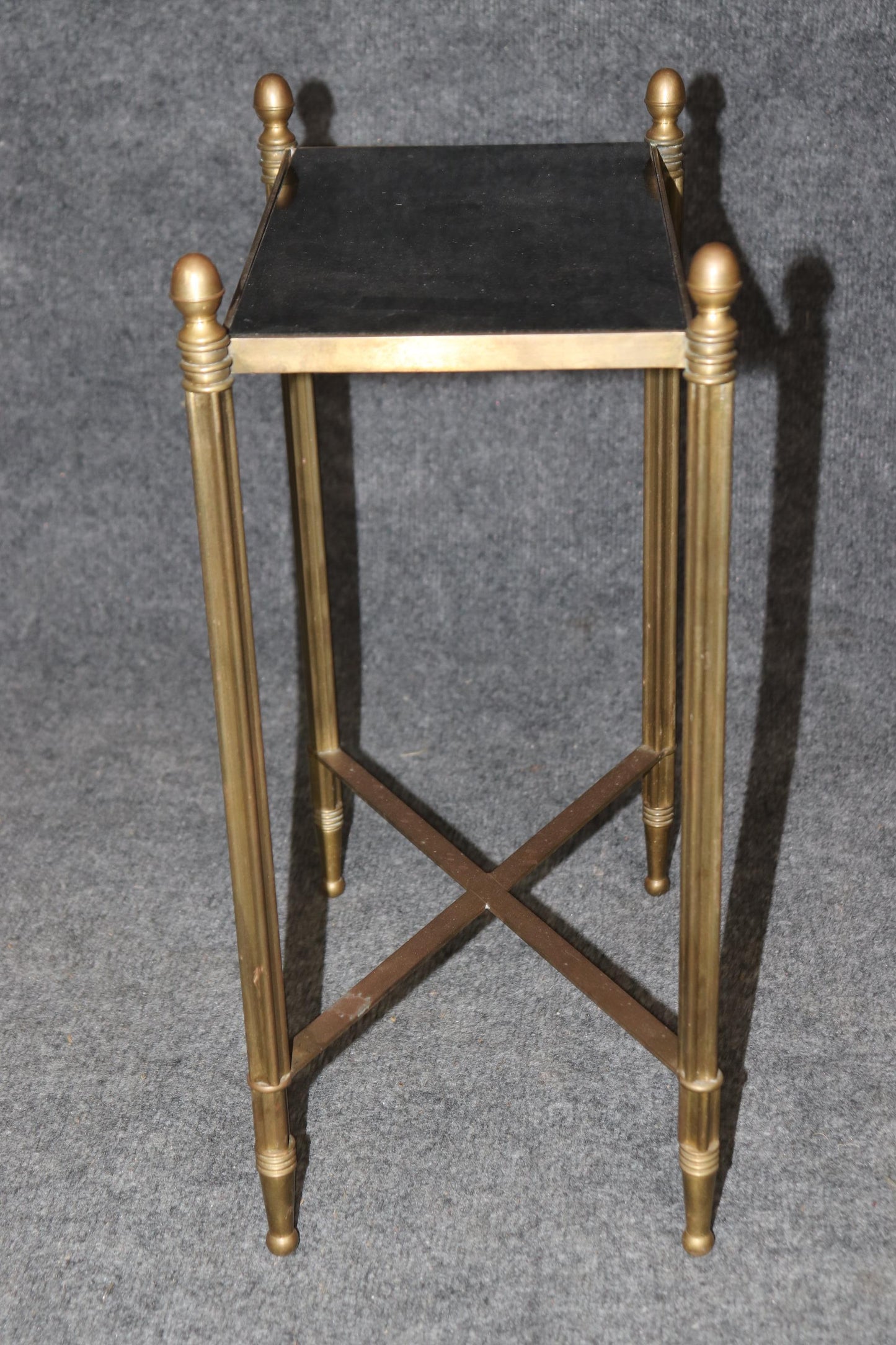 Petite Louis XVI Style Directoire Brass and Granite Top Occasional Accent Table