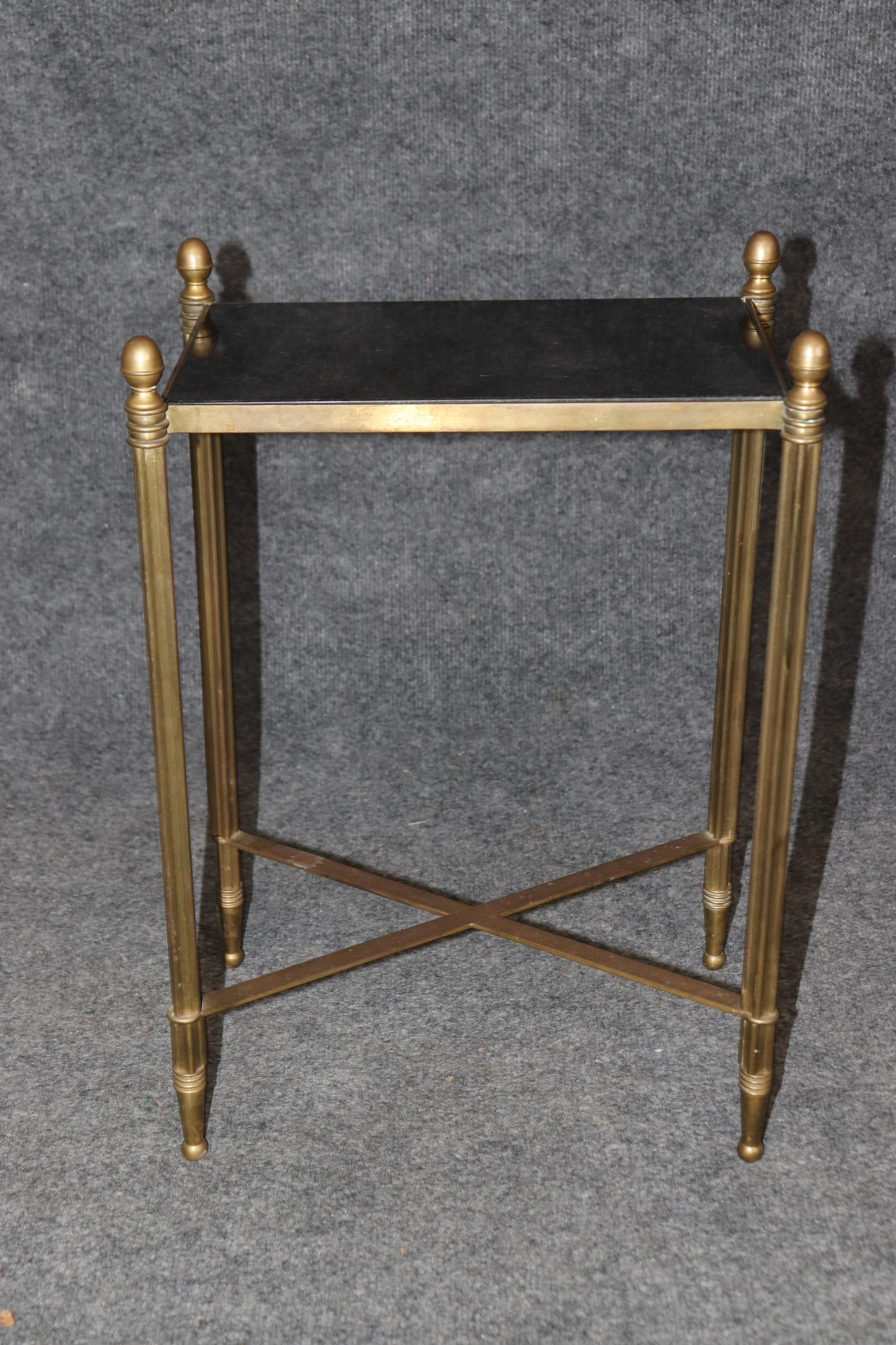 Petite Louis XVI Style Directoire Brass and Granite Top Occasional Accent Table