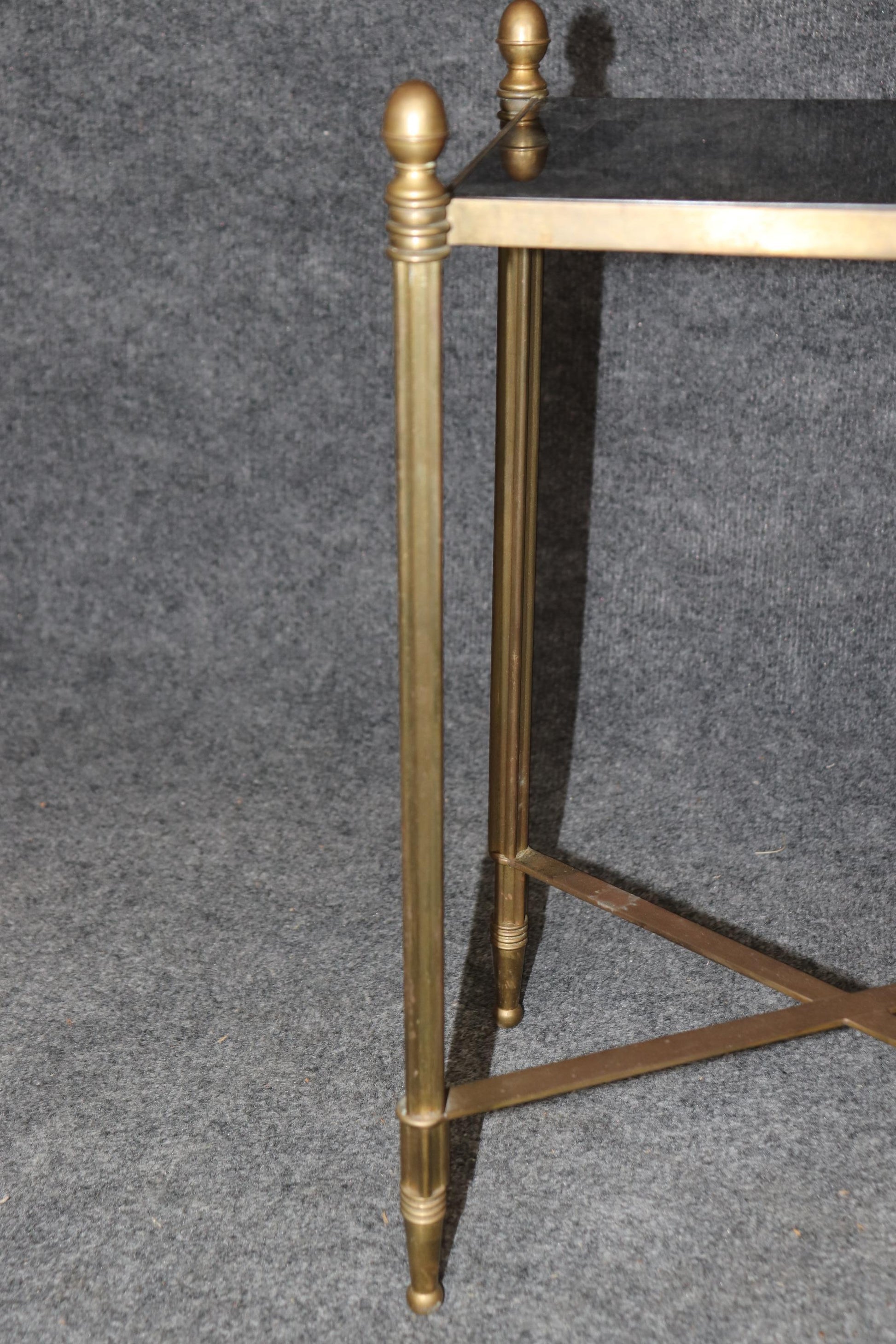 Petite Louis XVI Style Directoire Brass and Granite Top Occasional Accent Table