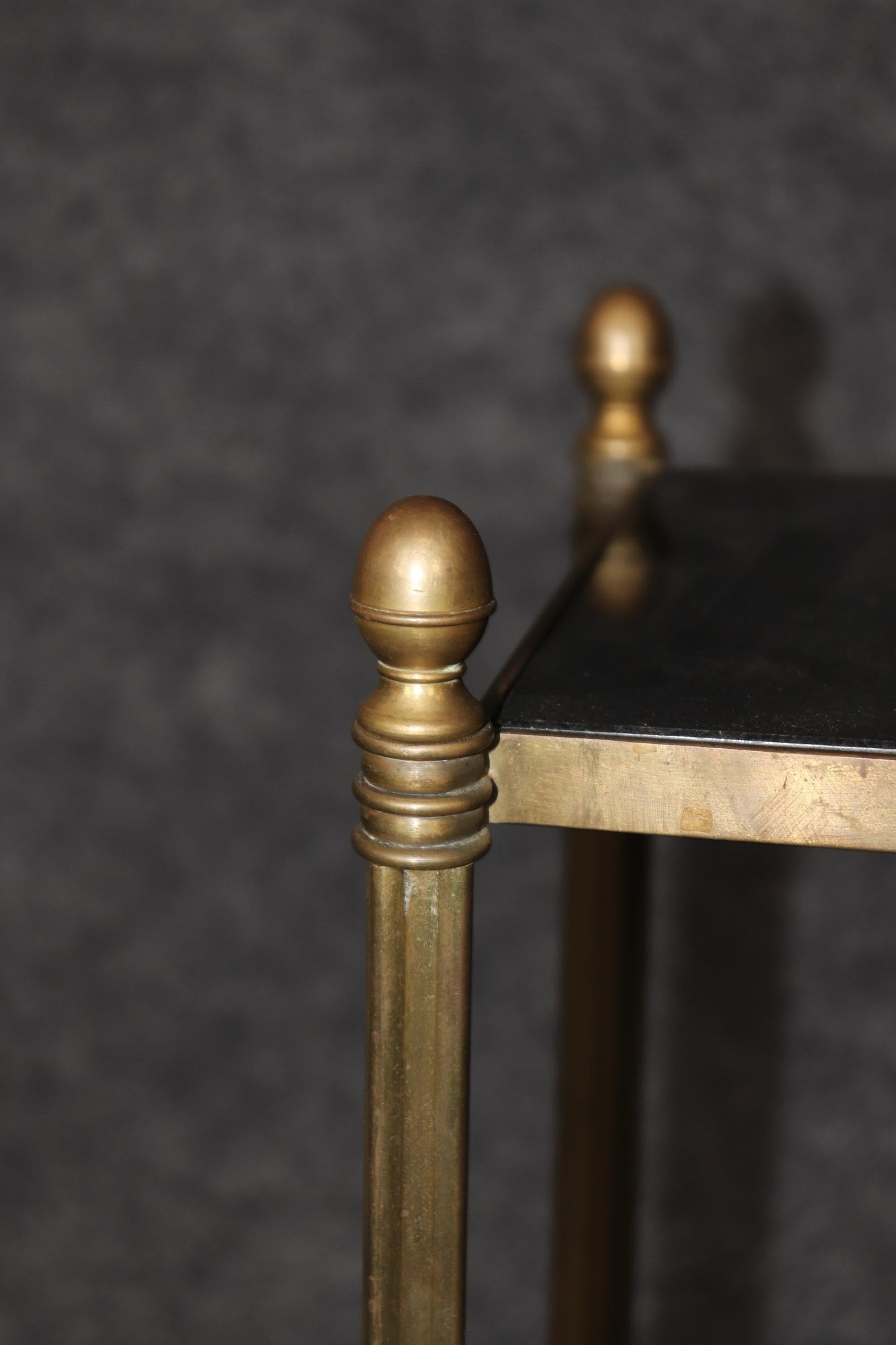 Petite Louis XVI Style Directoire Brass and Granite Top Occasional Accent Table