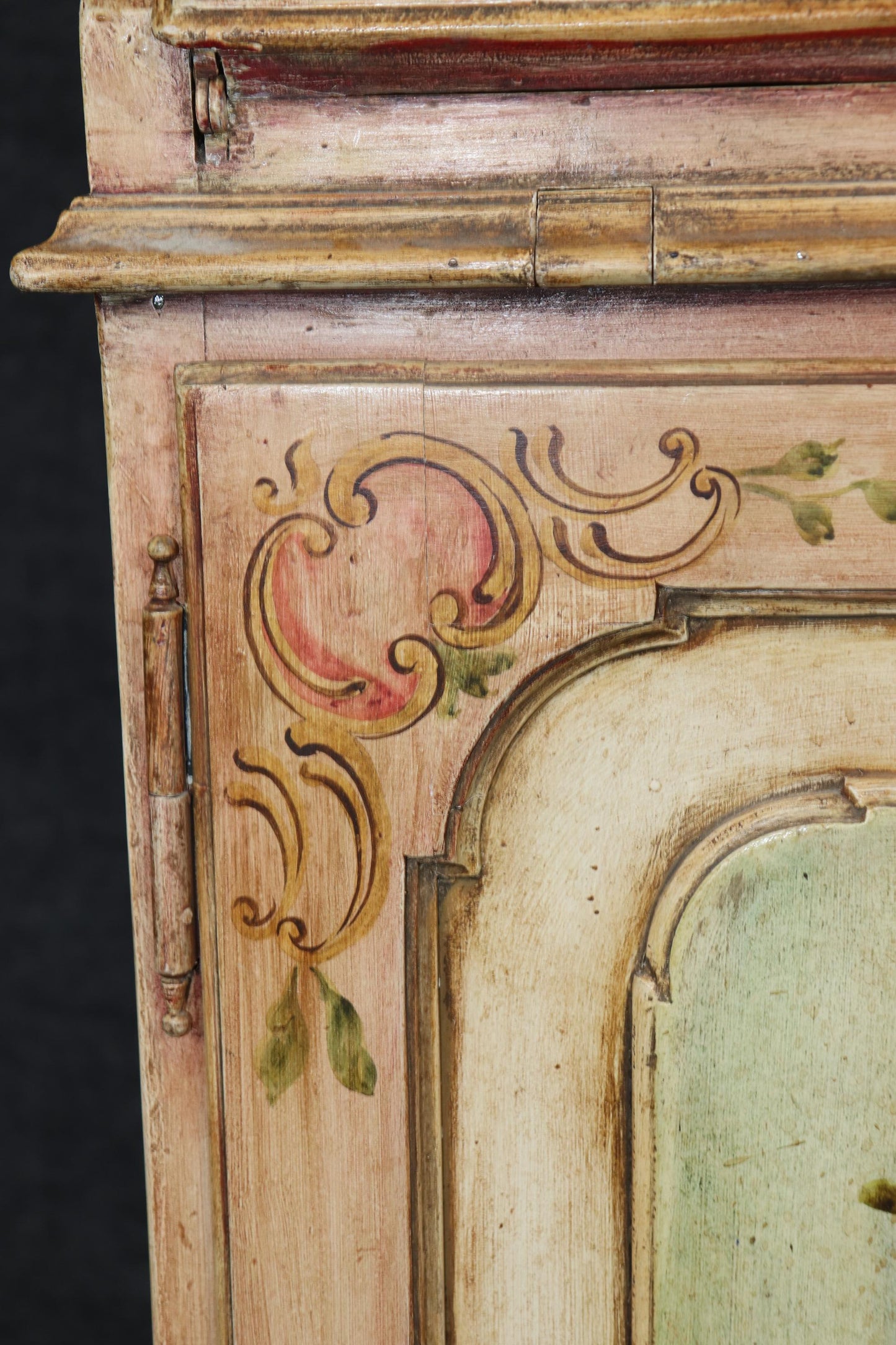 Italian Venetian Floral Paint Decorated Antique Distressed Secretary Desk