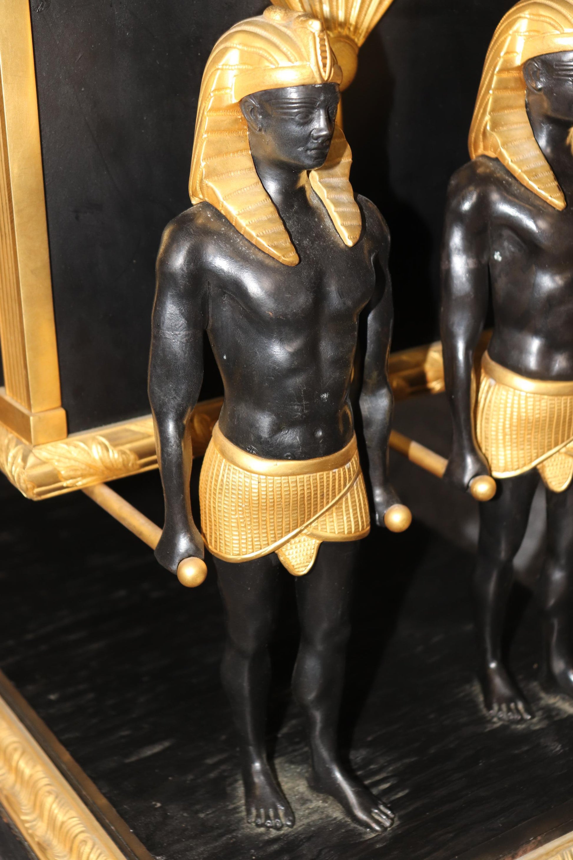 French Egyptian Revival Ebonized Gilt Metal Figural Planter Circa 1950s