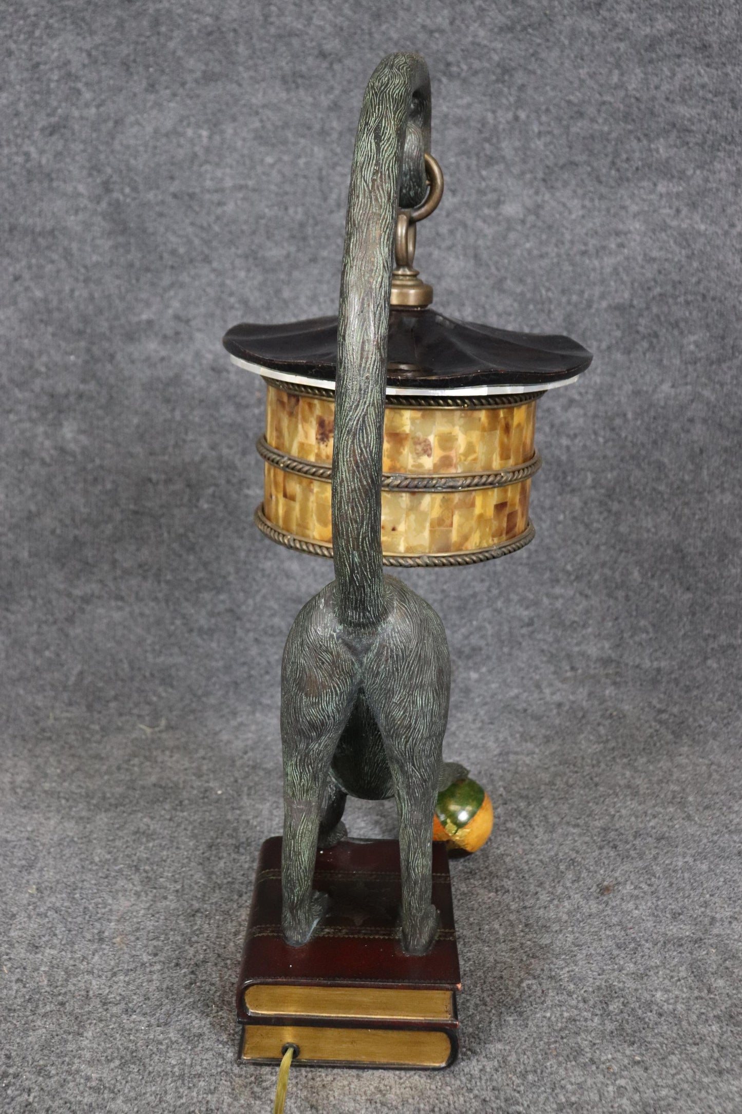 Whimsical Sculptural Maitland Smith Monkey Playing on a Book Lamp