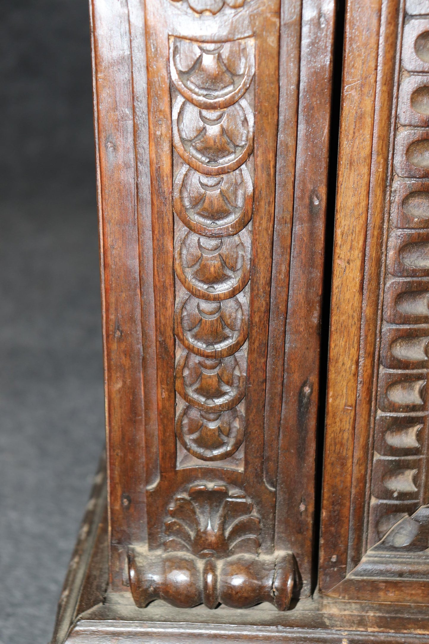 Fine Quality 18th Century Walnut Italian Carved Figural Side Cabinet Commode