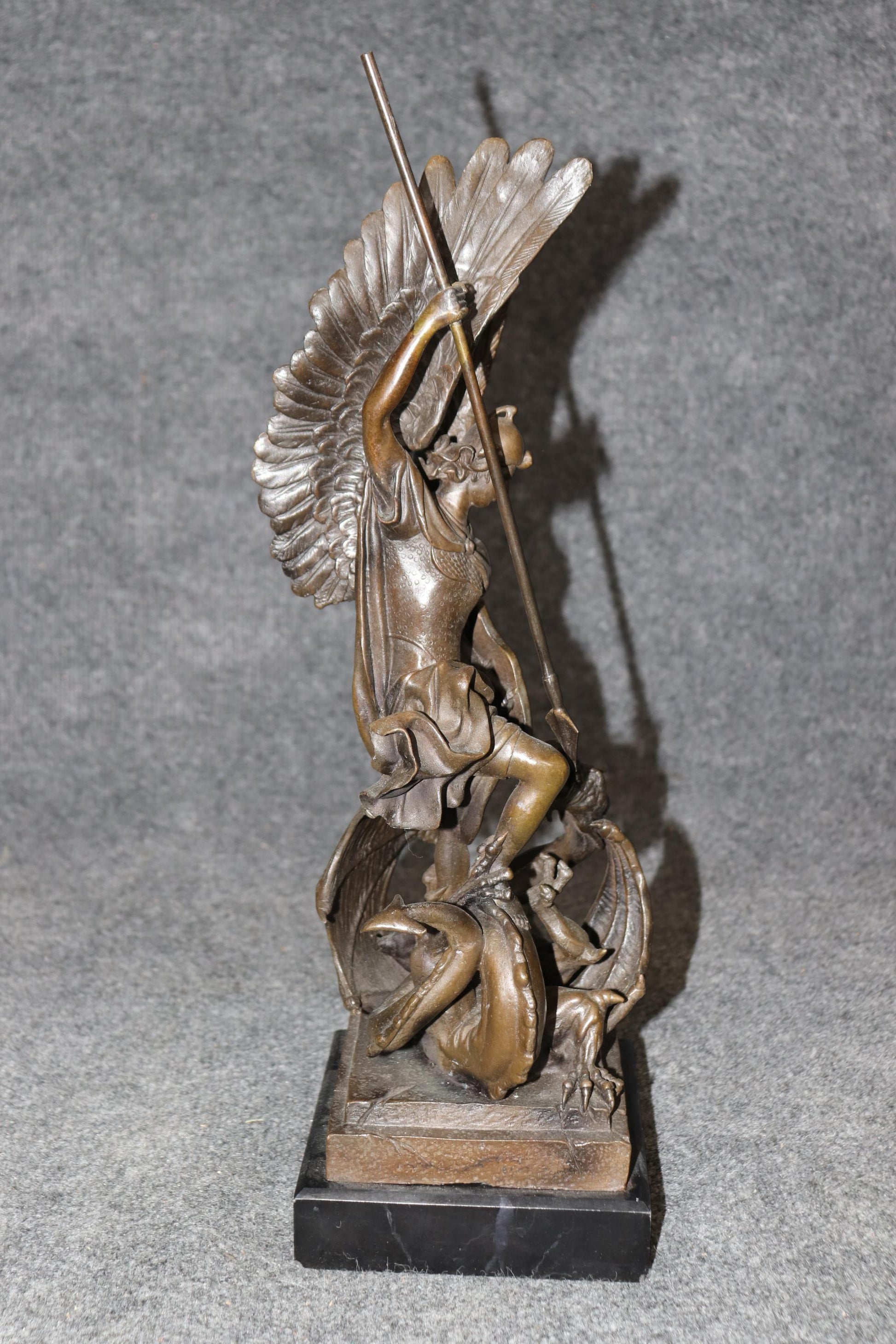 Late 20th Century Neoclassical Bronze Sculpture of Saint George Slaying Dragon