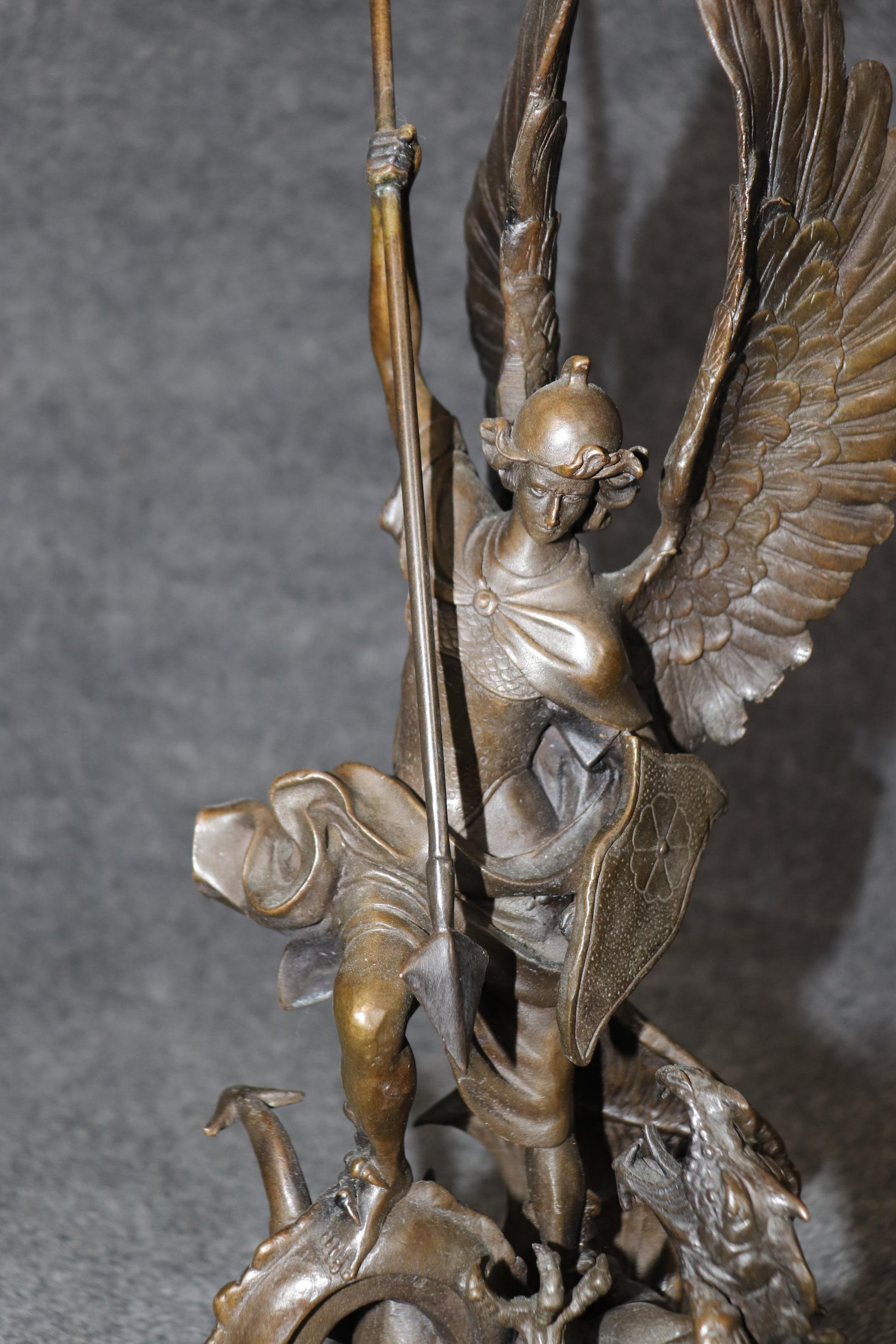 Late 20th Century Neoclassical Bronze Sculpture of Saint George Slaying Dragon