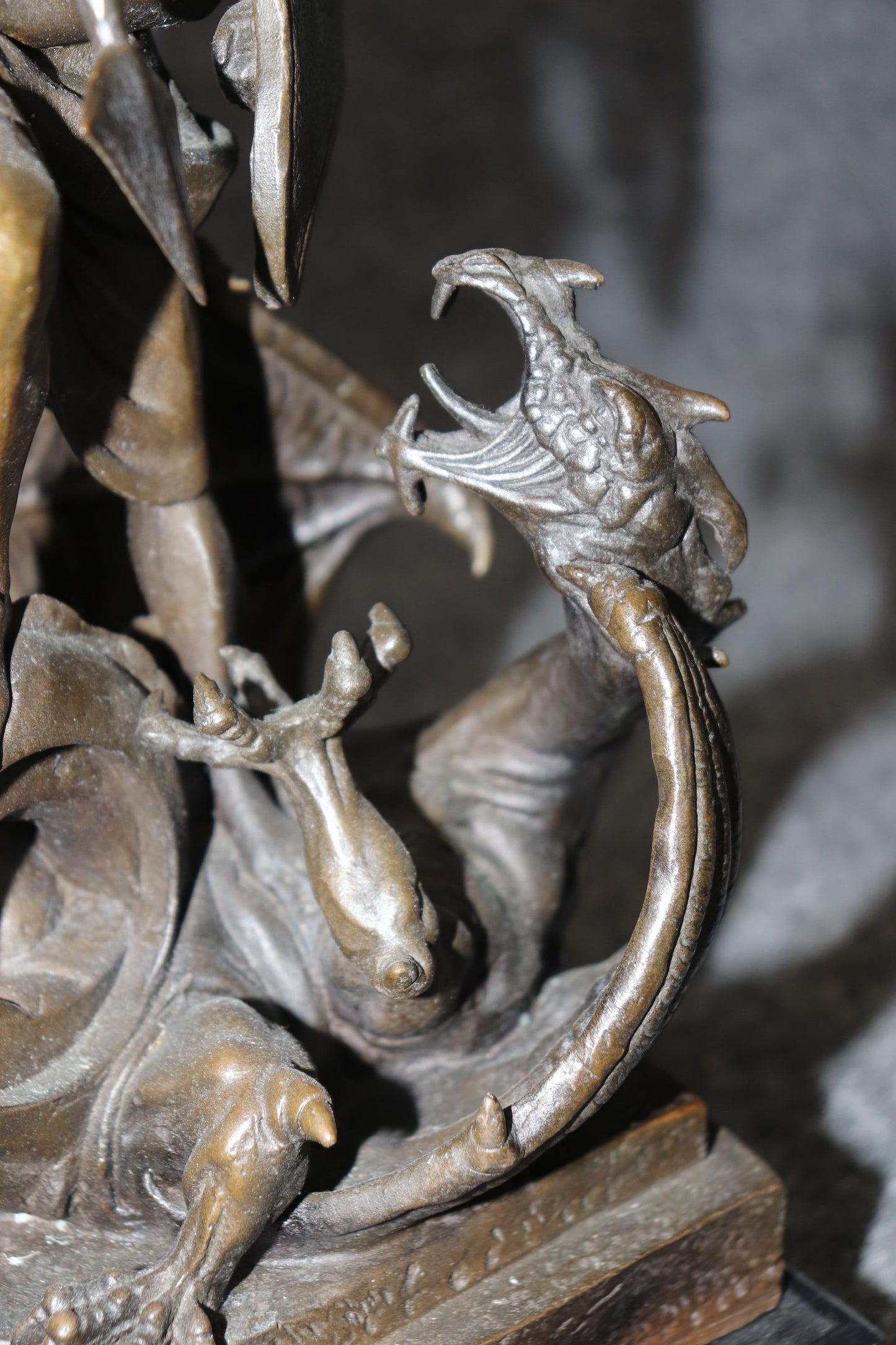 Late 20th Century Neoclassical Bronze Sculpture of Saint George Slaying Dragon