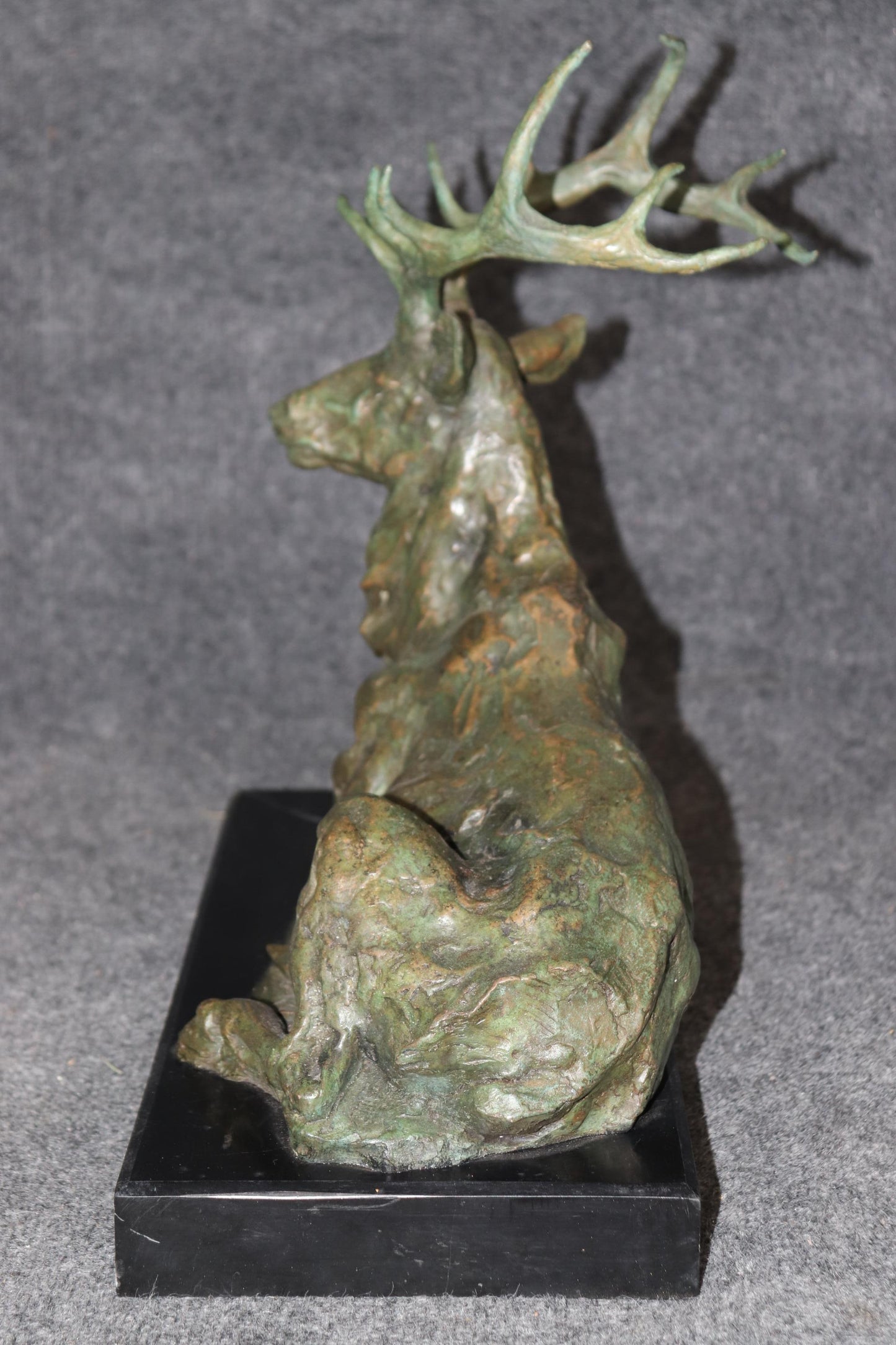 Signed Bronze Statue of Deer with Antlers Manner of Francois Cartier