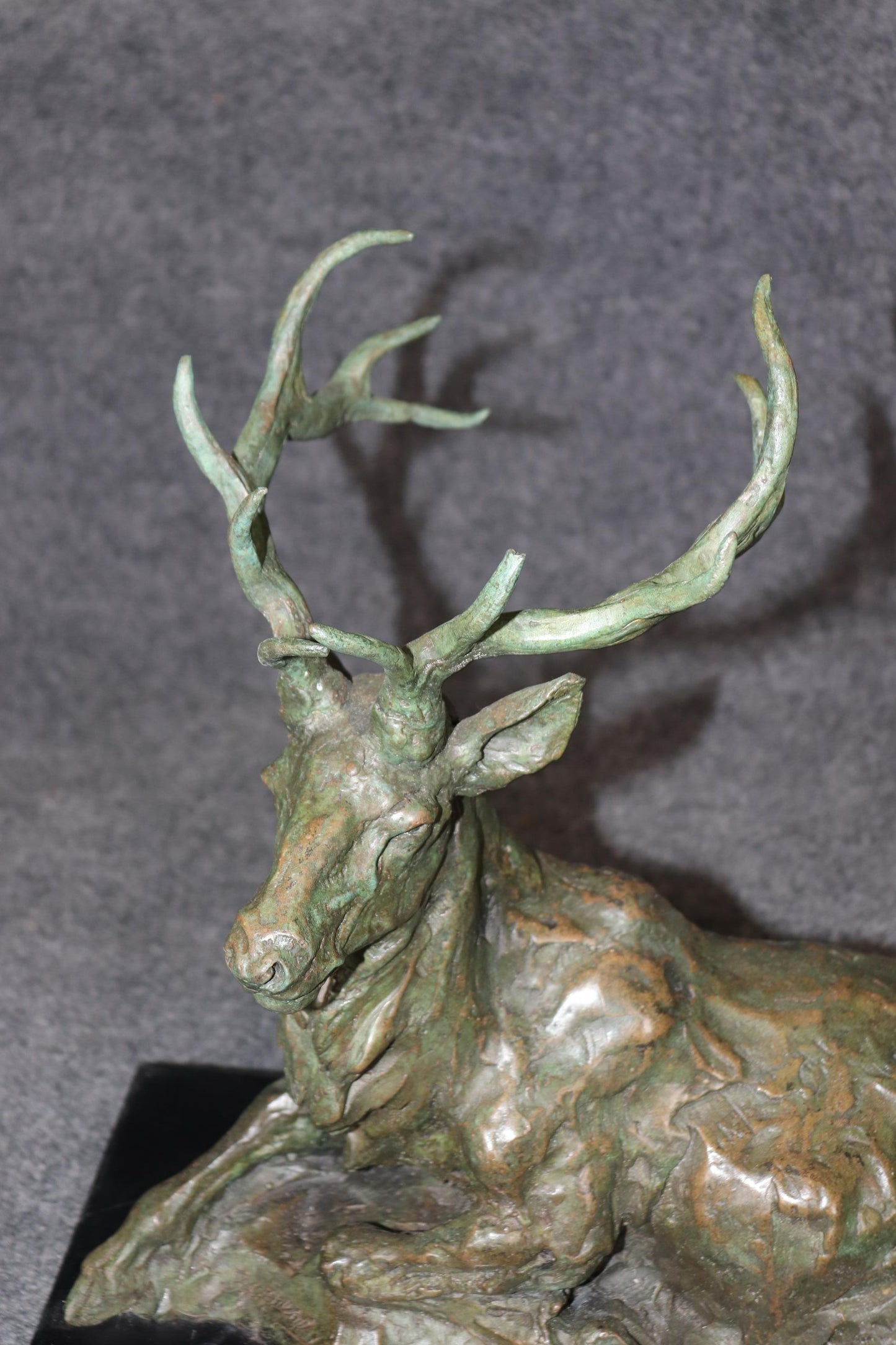 Signed Bronze Statue of Deer with Antlers Manner of Francois Cartier