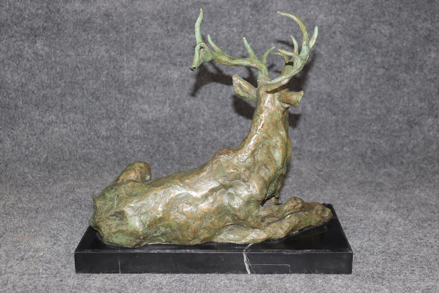 Signed Bronze Statue of Deer with Antlers Manner of Francois Cartier