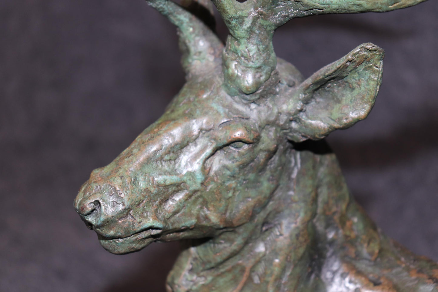 Signed Bronze Statue of Deer with Antlers Manner of Francois Cartier