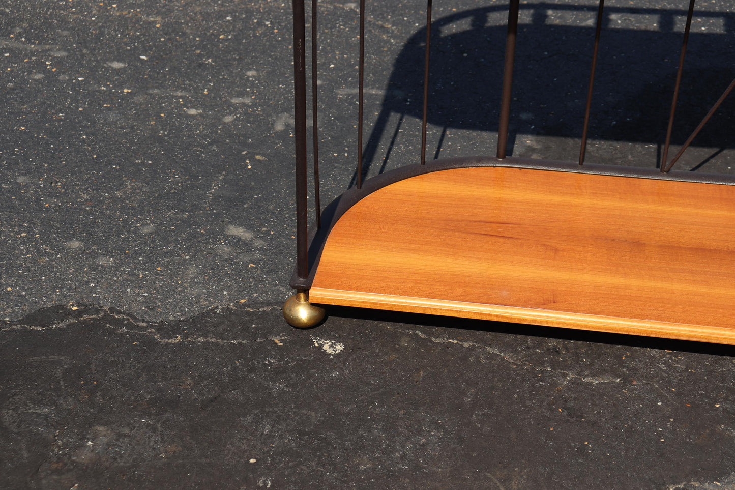 Unique French Directoire Style Ebonized Iron and Brass Walnut Console Table