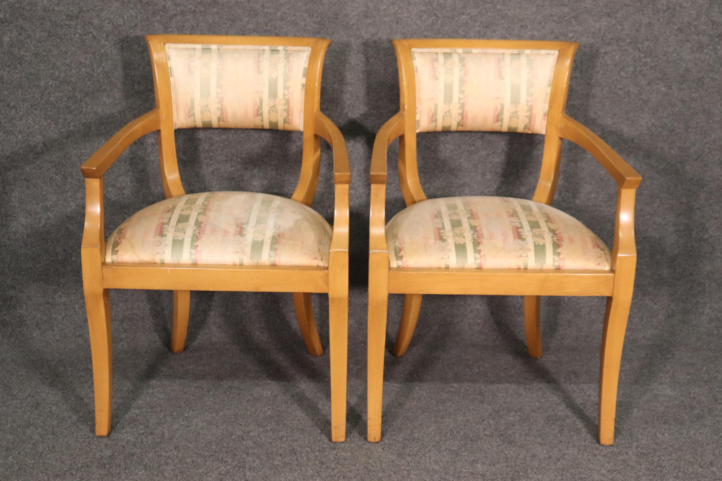 Set of 8 Blonde Mid-Century Modern Hollywood Regency Dining Chairs C1950s