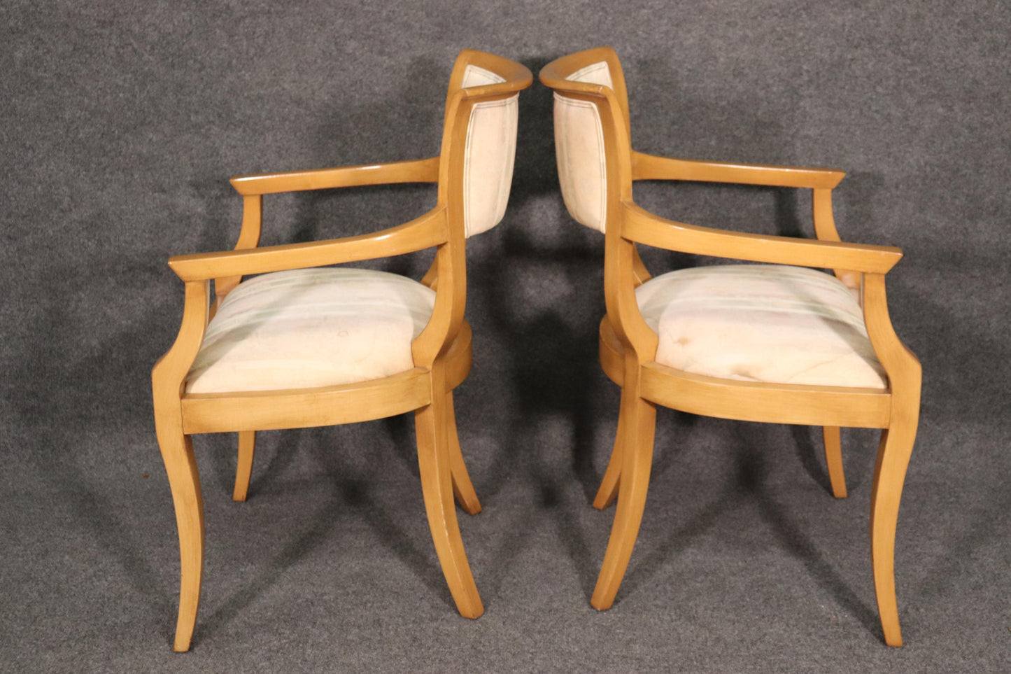 Set of 8 Blonde Mid-Century Modern Hollywood Regency Dining Chairs C1950s