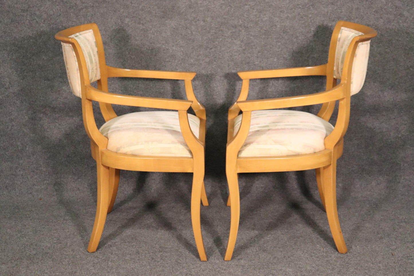 Set of 8 Blonde Mid-Century Modern Hollywood Regency Dining Chairs C1950s