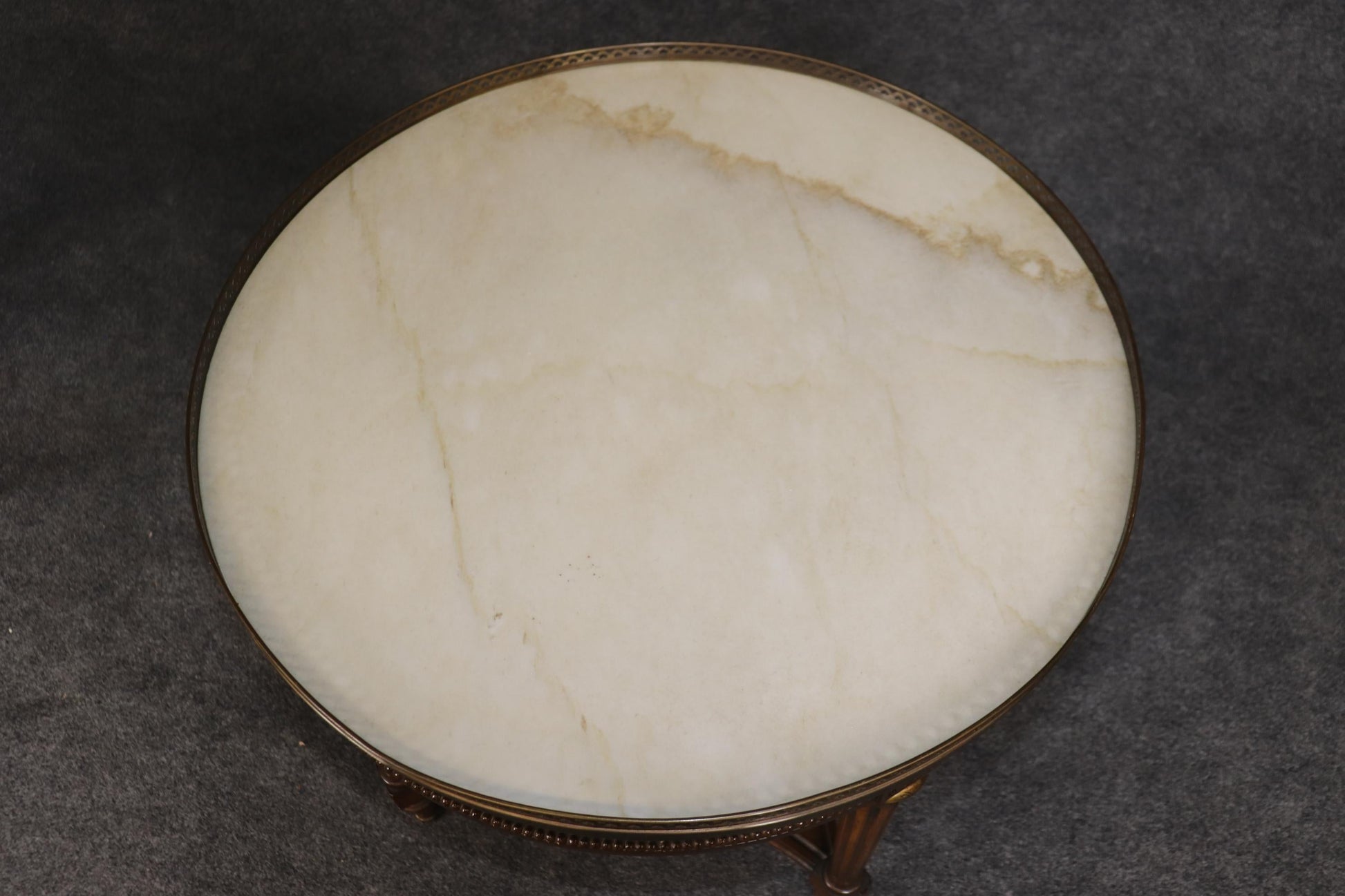 Rare Pair of Round Marble Top French Directoire Gueridons End Tables Circa 1950