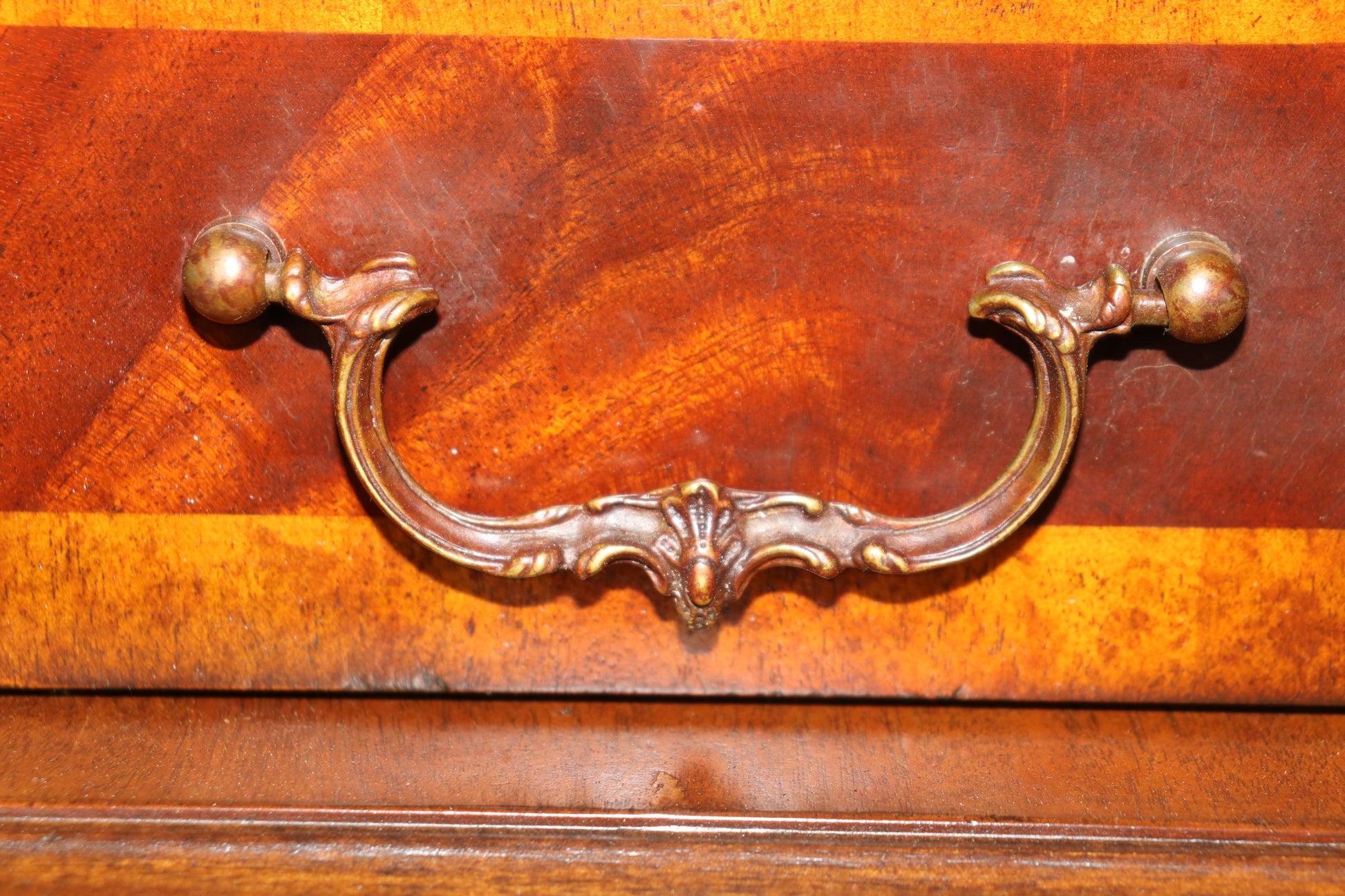 Fantastic George III Style Stacked Banded Mahogany Tall Dresser