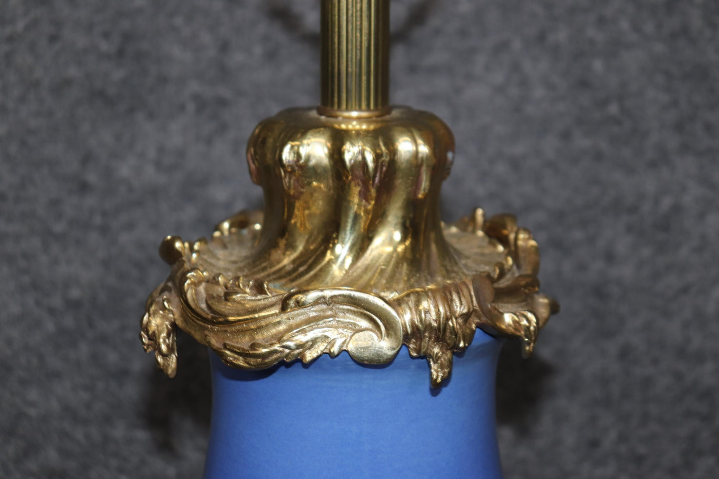 Outstanding Pair Bronze French Rococo Cobalt Blue Porcelain Table Lamps