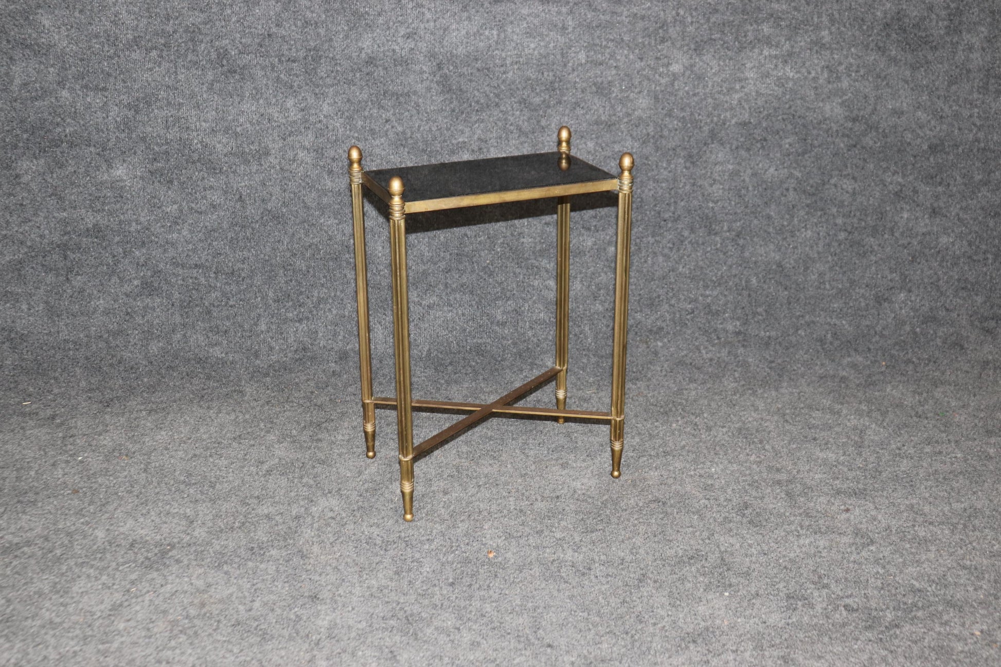 Petite Louis XVI Style Directoire Brass and Granite Top Occasional Accent Table