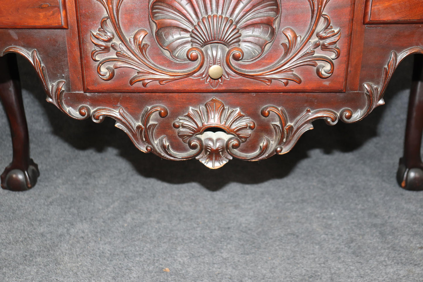 Centennial Antique 1870s Era Philadelphia Carved Mahogany Highboy with Shells