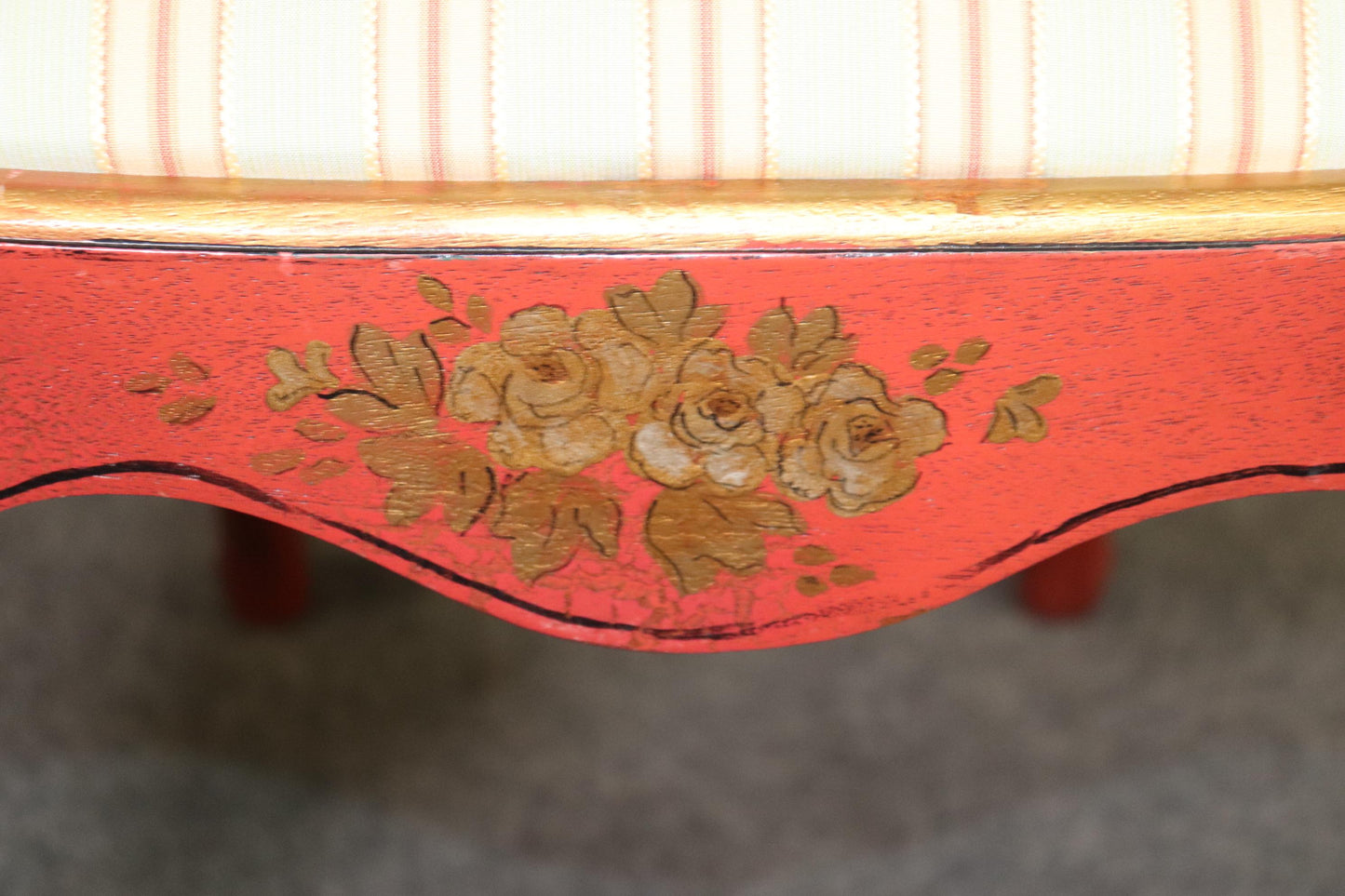 Pair of Red Chinoiserie Paint Decorated Georgian Armchairs or Dining Chairs