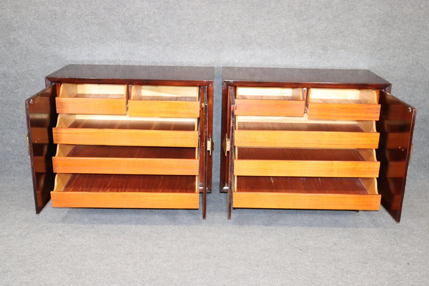 Pair Mid-Century Modern Gilded Mahogany Buffets Cabinets, circa 1950