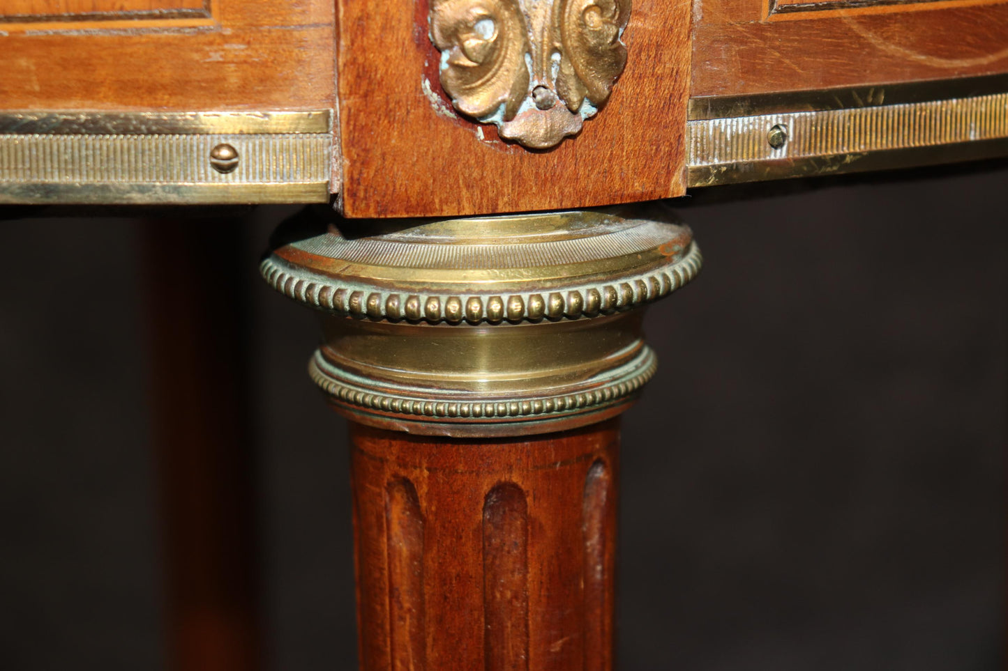 Fantastic Cherubs or Satyrs Bronze Mounted French End Table Louis XVI