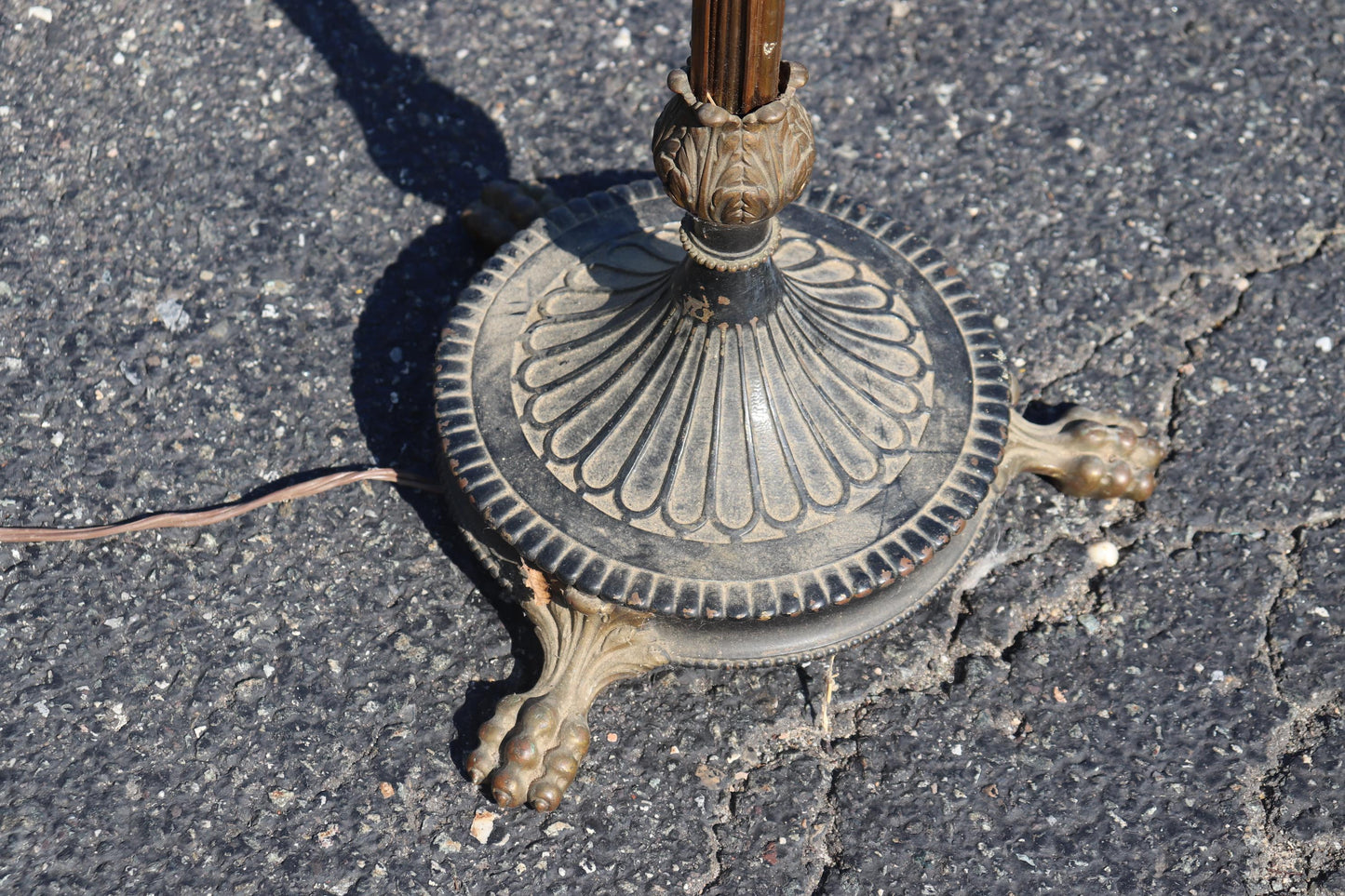 E.F. Caldwell Attributed Bronze and Steel Rams Head French Regency Floor Lamp