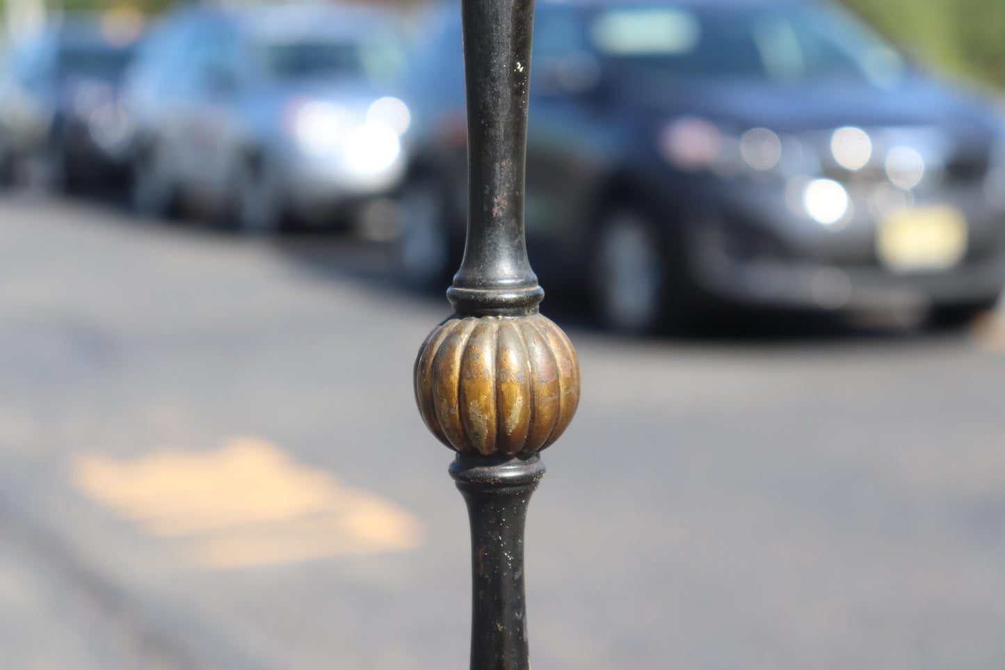 E.F. Caldwell Attributed Bronze and Steel Rams Head French Regency Floor Lamp