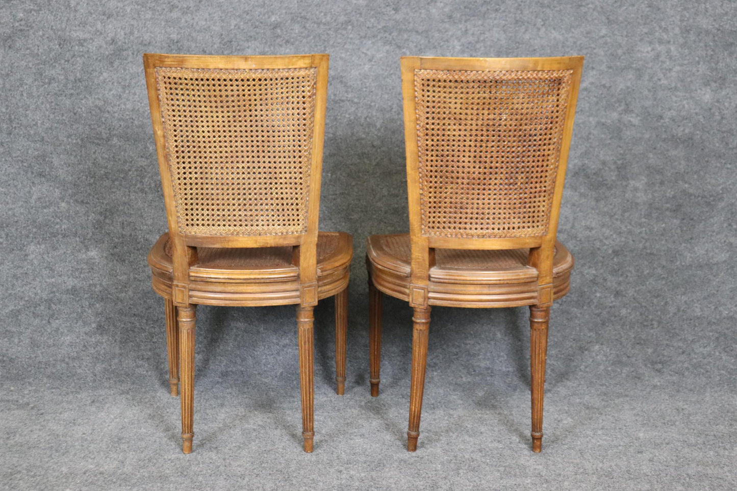 Set of 4 French Louis XVI Style Cane Dining Chairs Circa 1940