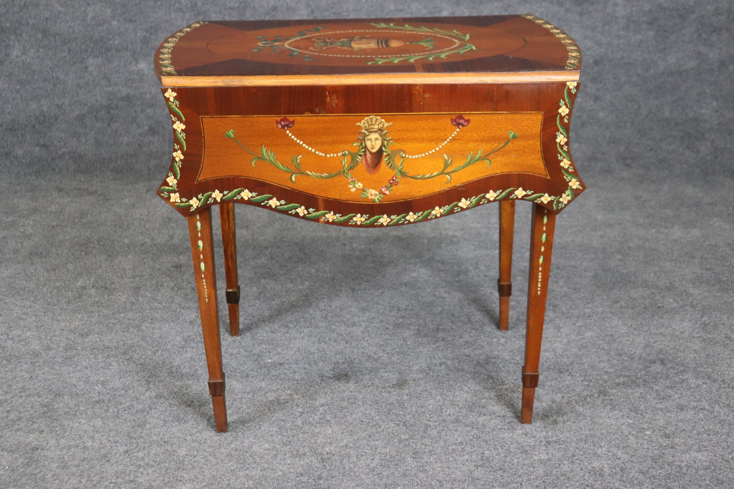 Rare Adams Paint Decorated English Pembroke Table Circa 1920