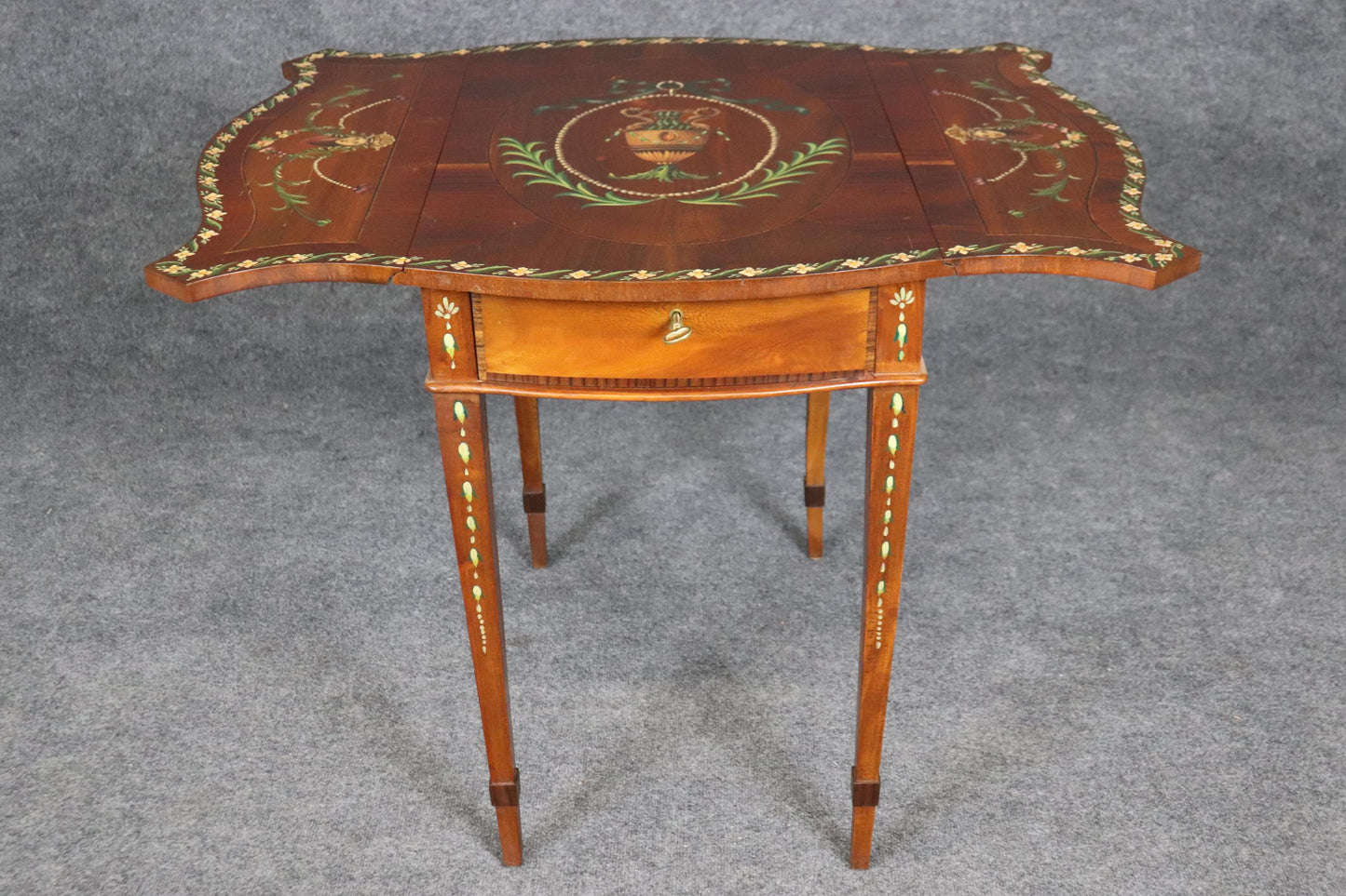 Rare Adams Paint Decorated English Pembroke Table Circa 1920