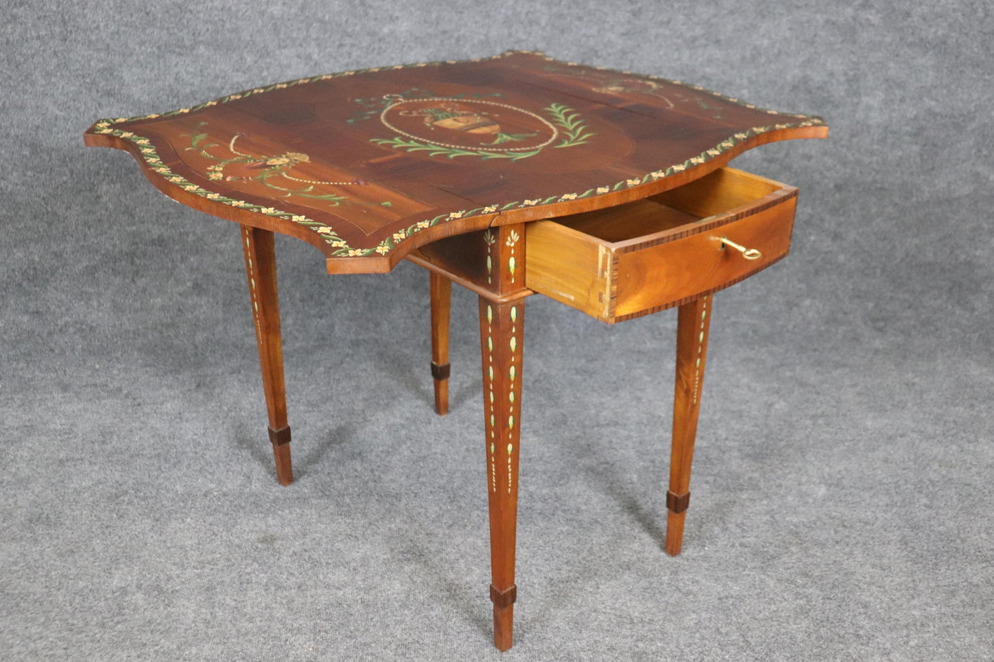 Rare Adams Paint Decorated English Pembroke Table Circa 1920