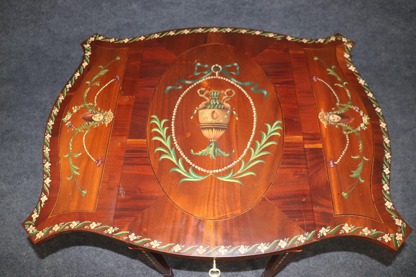 Rare Adams Paint Decorated English Pembroke Table Circa 1920