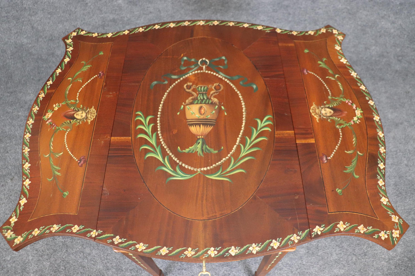 Rare Adams Paint Decorated English Pembroke Table Circa 1920