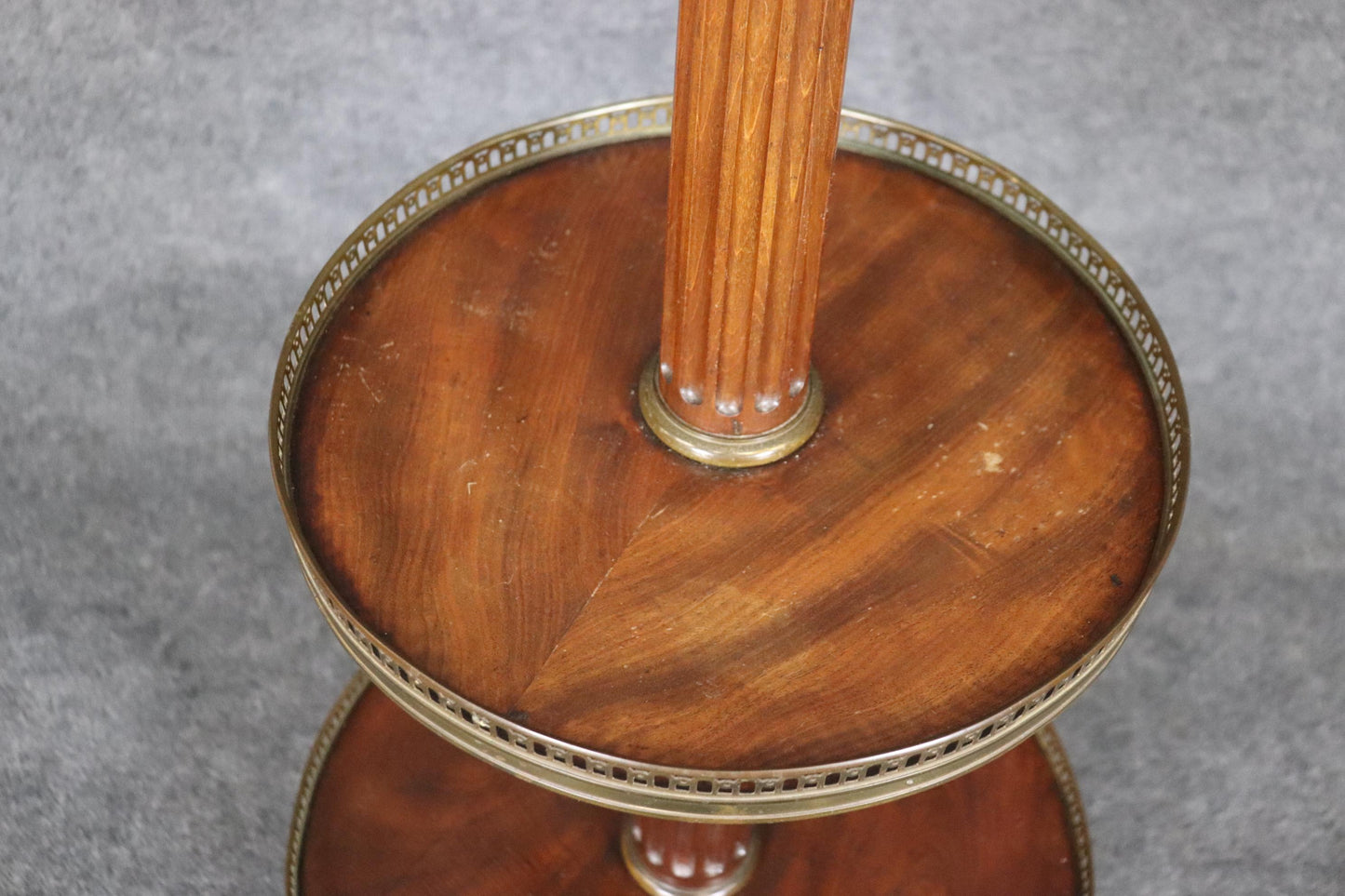 French Directoire Mahogany and Brass Mounted Floor Lamp with Shelves