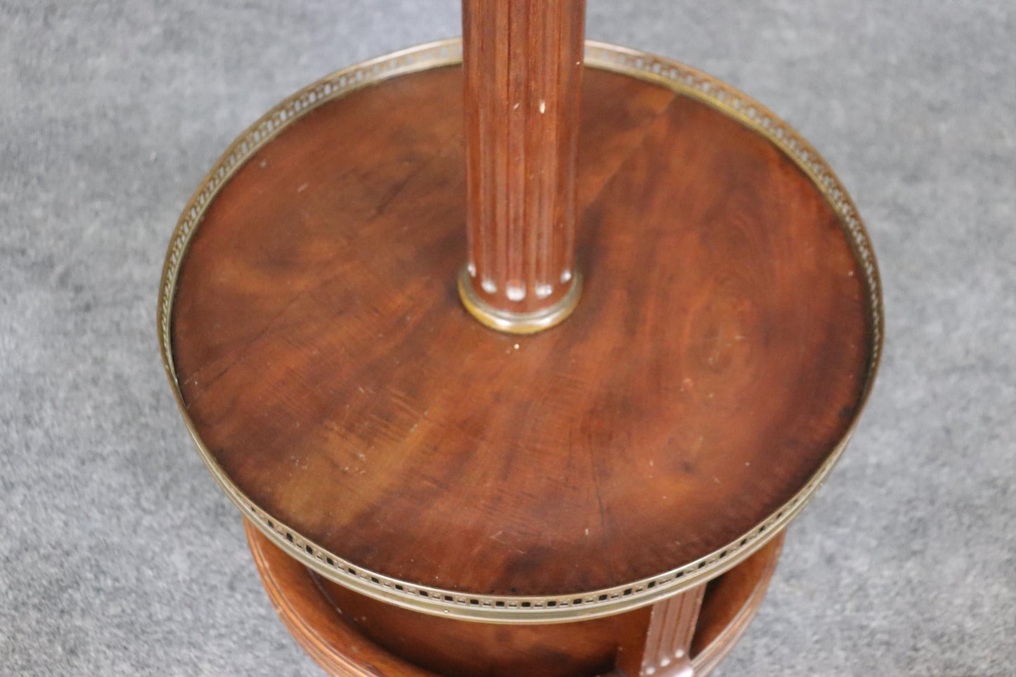 French Directoire Mahogany and Brass Mounted Floor Lamp with Shelves