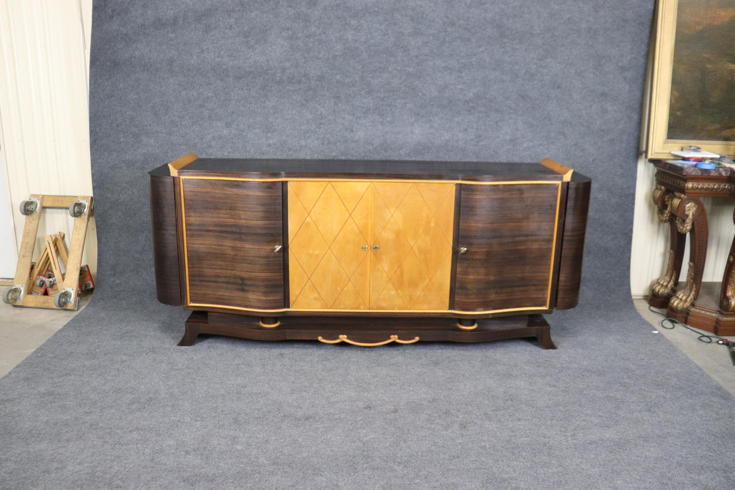 Rare Macassar Ebony and Satinwood French Art Deco Sideboard in The manner Leleu