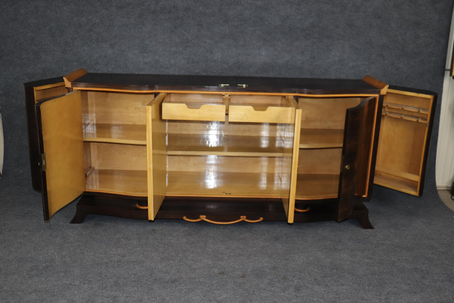 Rare Macassar Ebony and Satinwood French Art Deco Sideboard in The manner Leleu