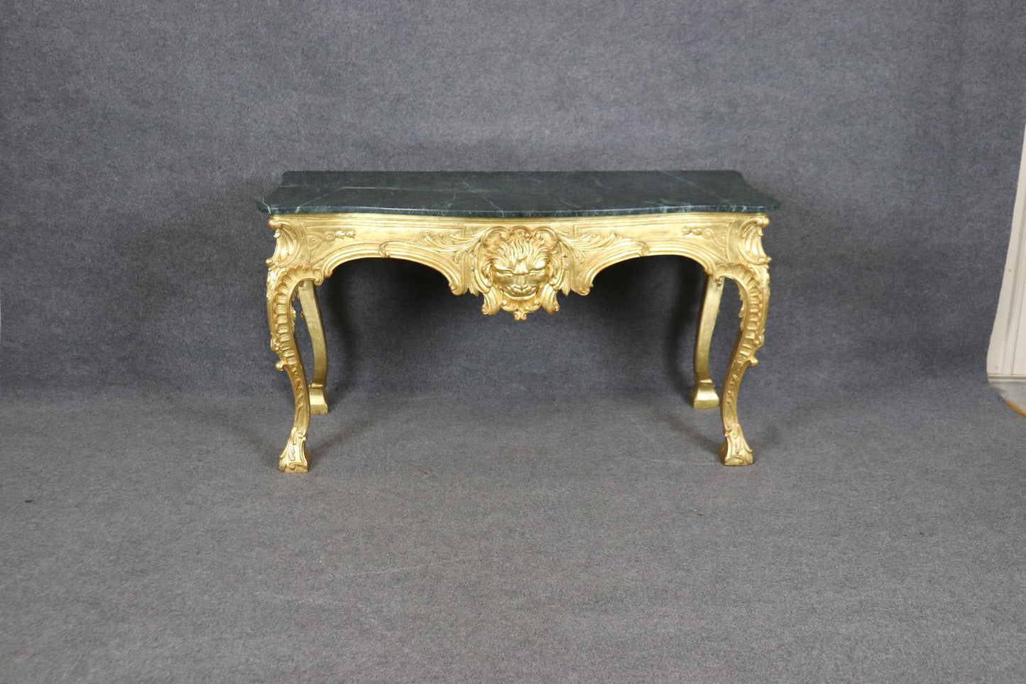 Bright Gilded Georgian Carved Walnut Marble Top Console Serving Table